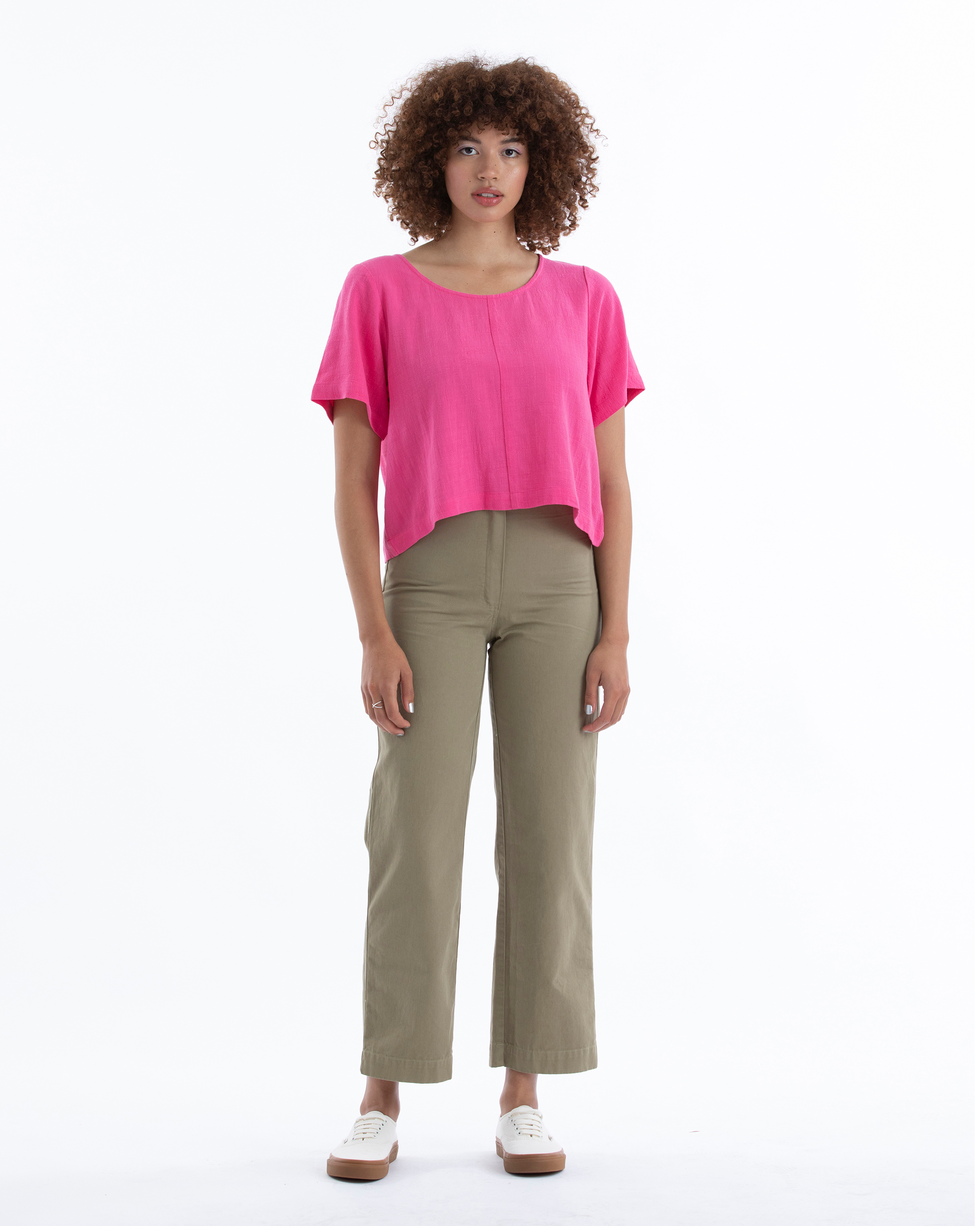 SAMPLE - COTTON FLY FRONT PANT W/ POCKETS - KHAKI