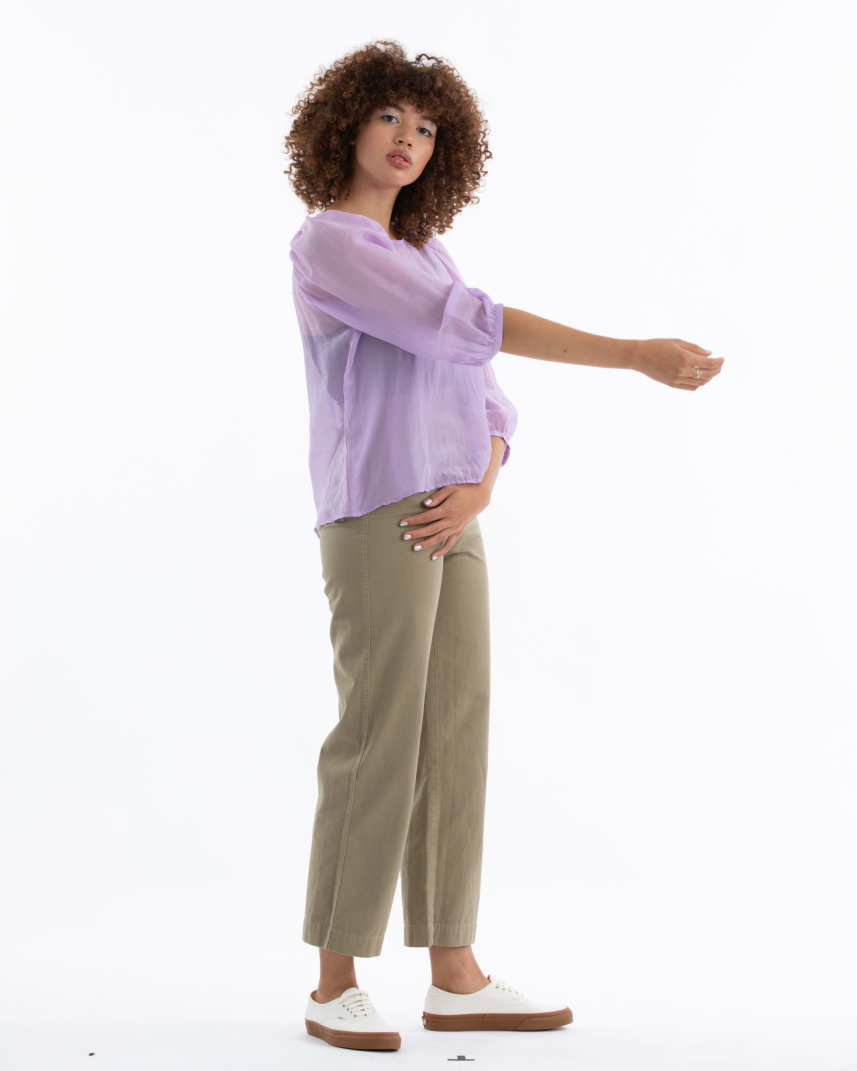 SAMPLE - COTTON FLY FRONT PANT W/ POCKETS - KHAKI