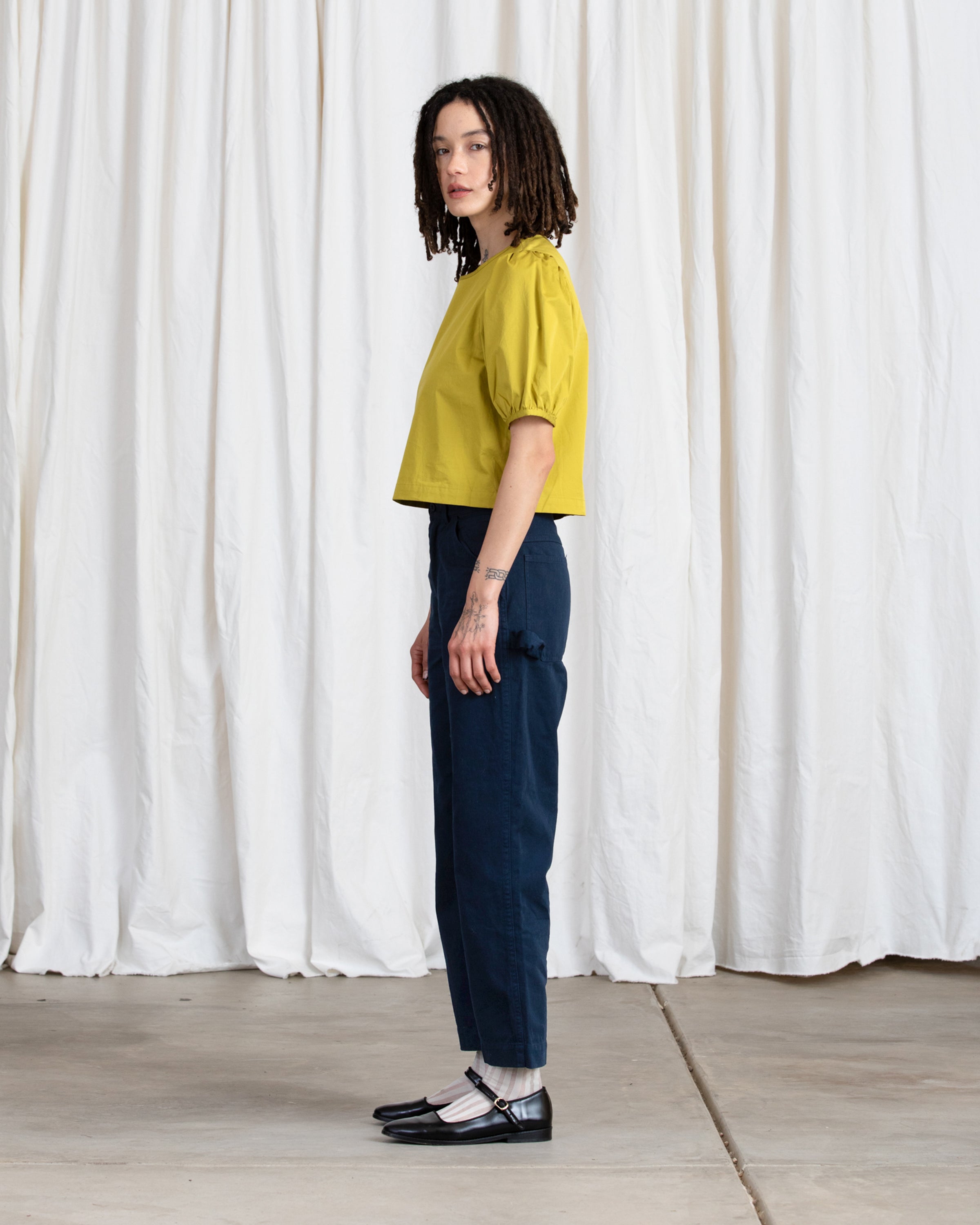 SAMPLE - PUFF SLEEVE TOP - FADED NAVY