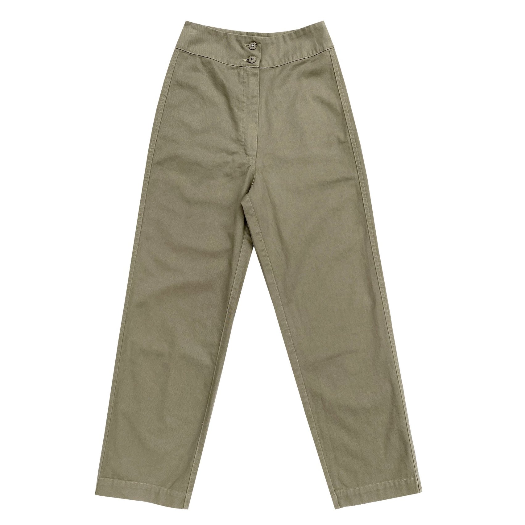 SAMPLE - COTTON FLY FRONT PANT W/ POCKETS - KHAKI