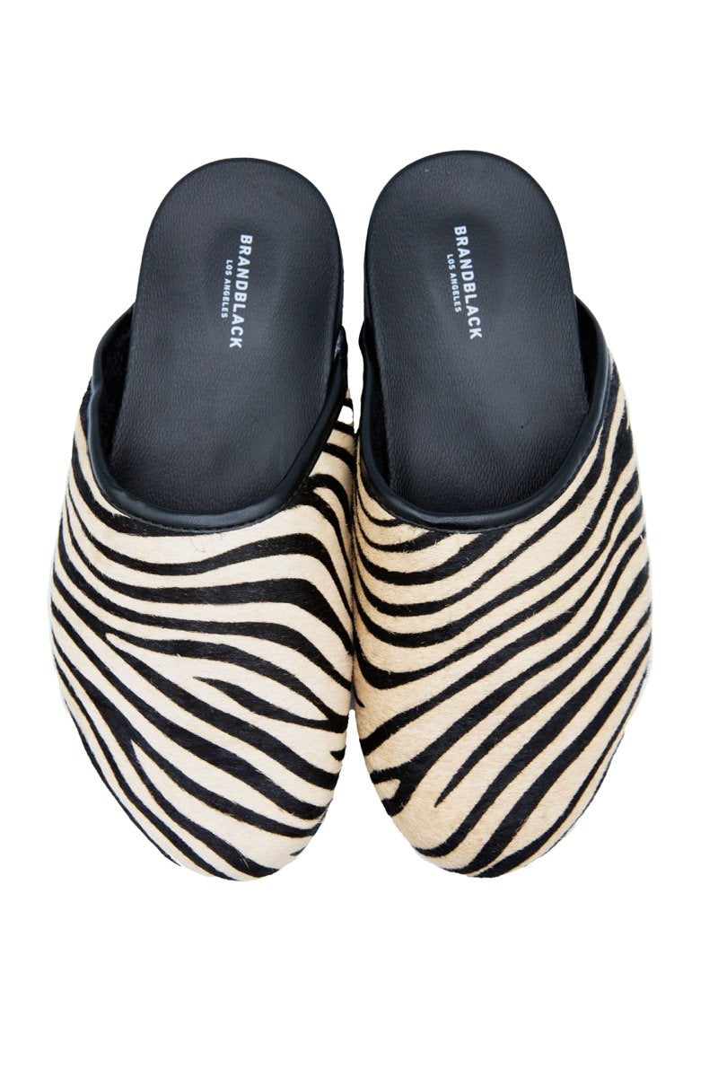 VIDA MULE - BLACK FAUX ZEBRA