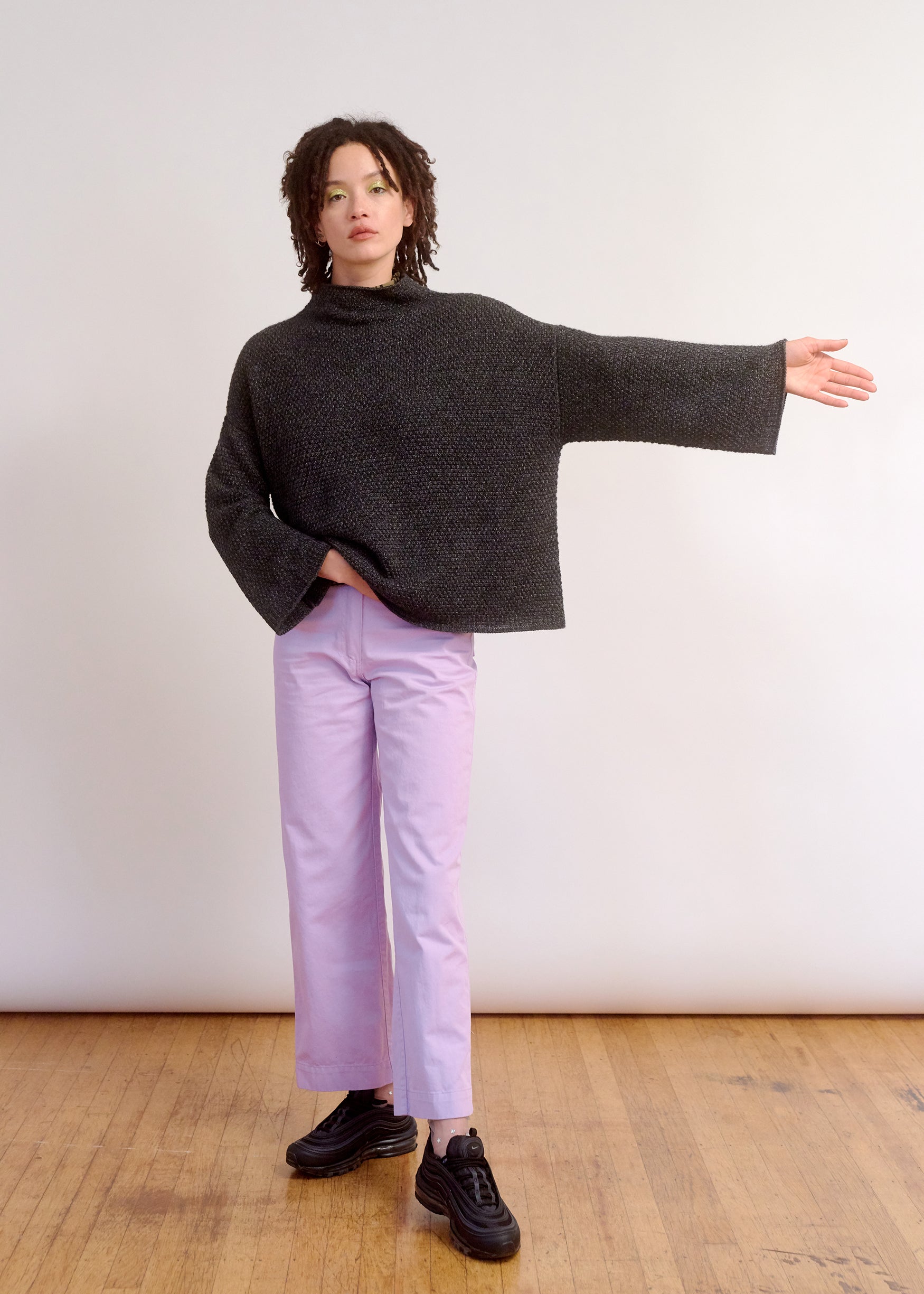 SAMPLE - ALPACA BLEND MOCK TURTLENECK - CHARCOAL MELANGE