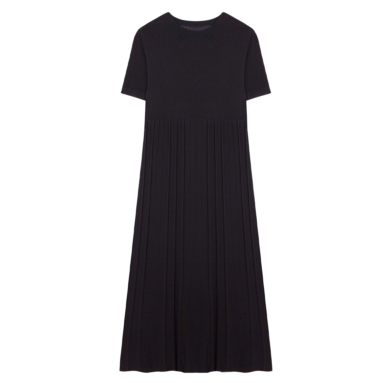 CORDERA - VISCOSE PLEATED DRESS - BLACK