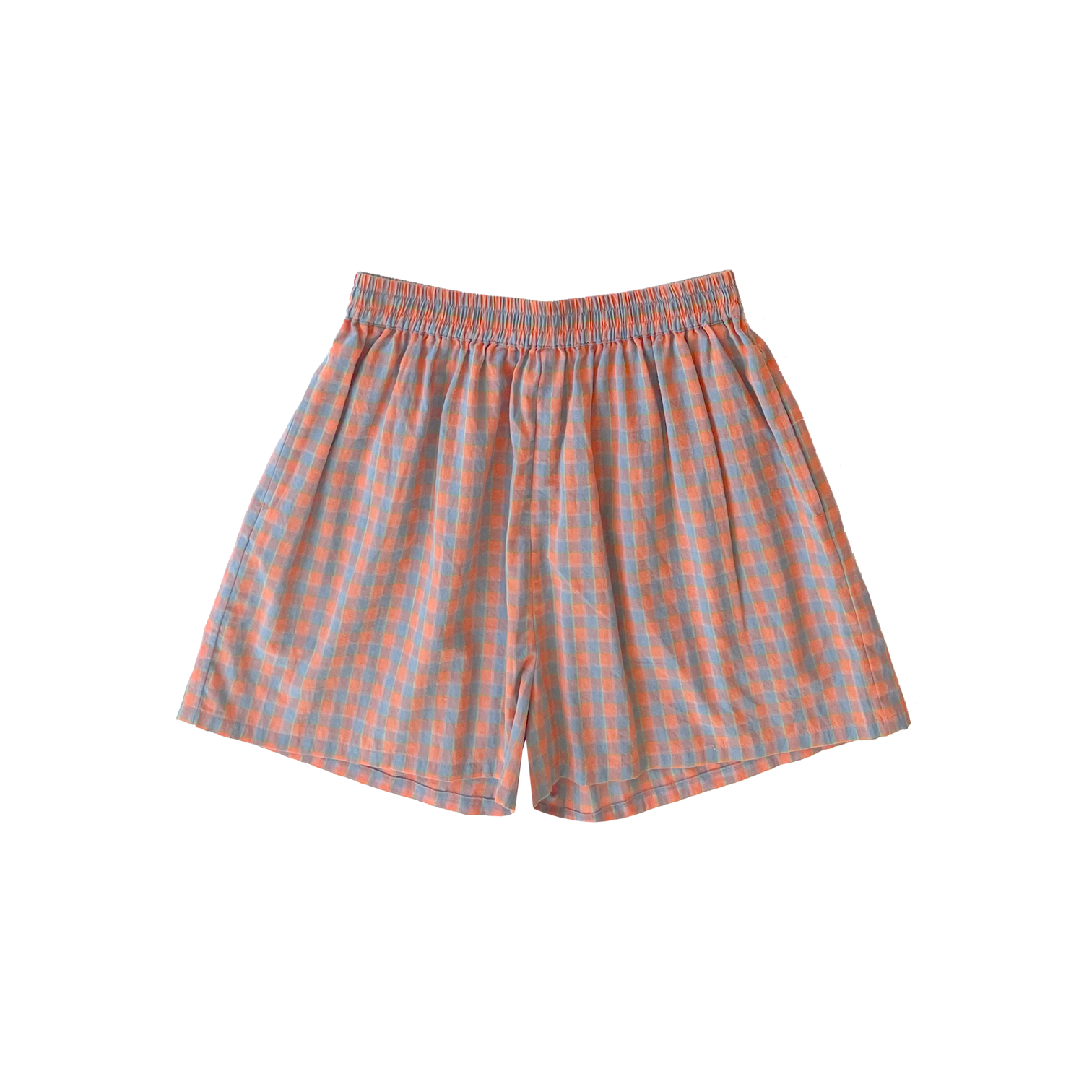 SAMPLE - ELASTIC SHORTS - CORAL PLAID