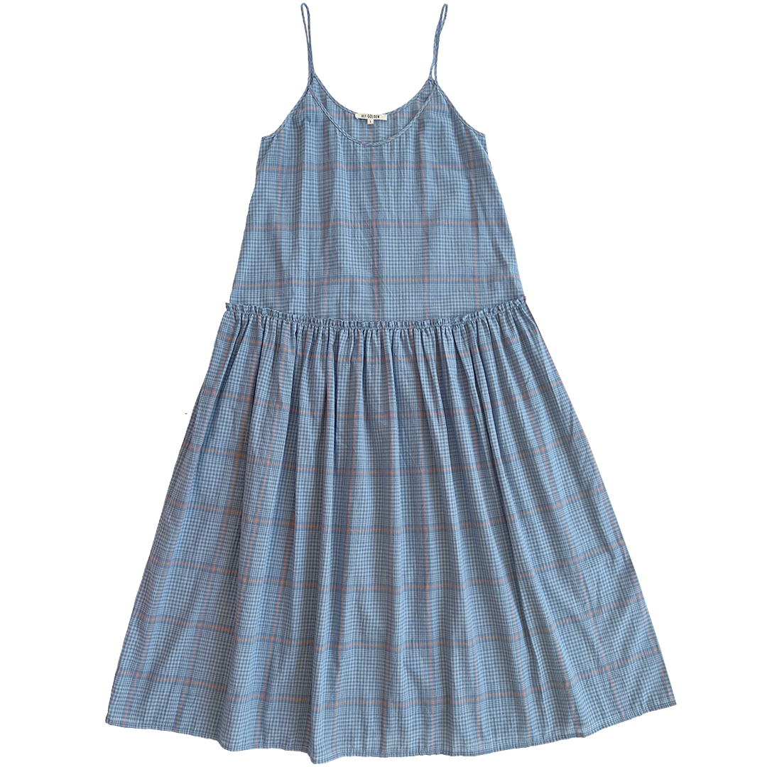 SAMPLE - DROP WAIST RUFFLE DRESS - BLUE PLAID