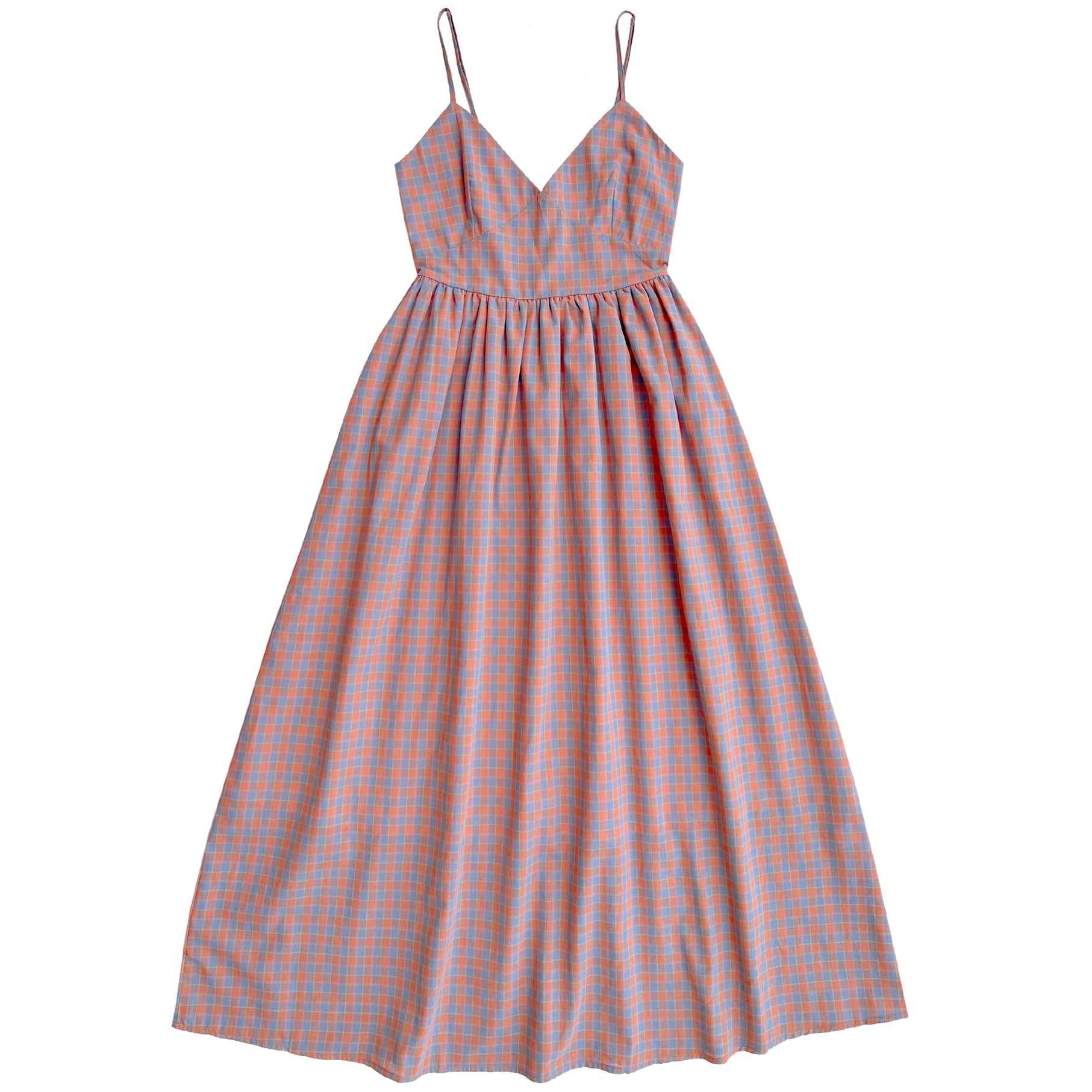 SAMPLE - TIE BACK MAXI DRESS - CORAL PLAID