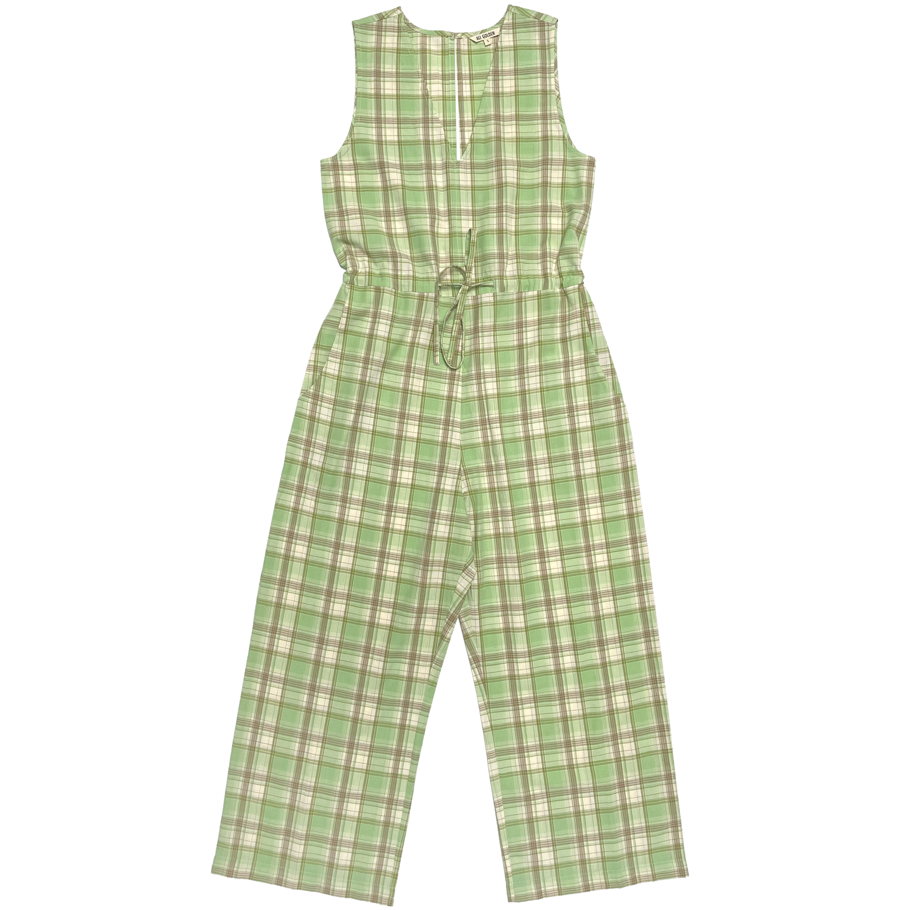 COTTON SLIT-BACK JUMPER - LIME PLAID