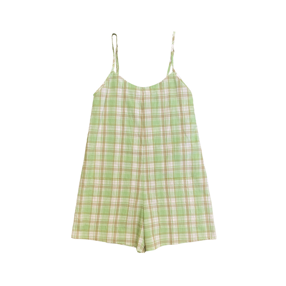 SAMPLE - COTTON ROMPER - LIME PLAID