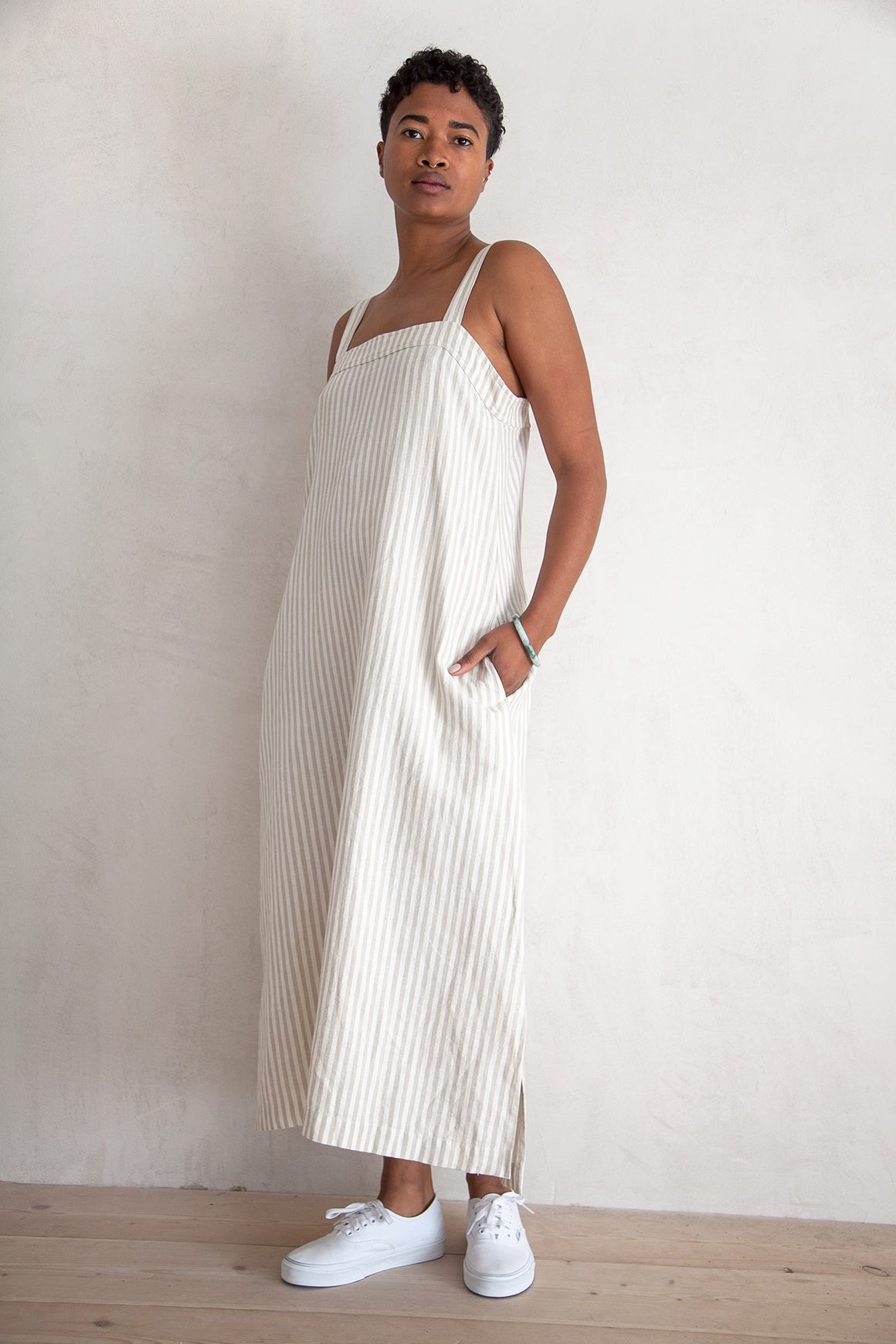 SAMPLE - SQUARE DRESS - NATURAL STRIPE