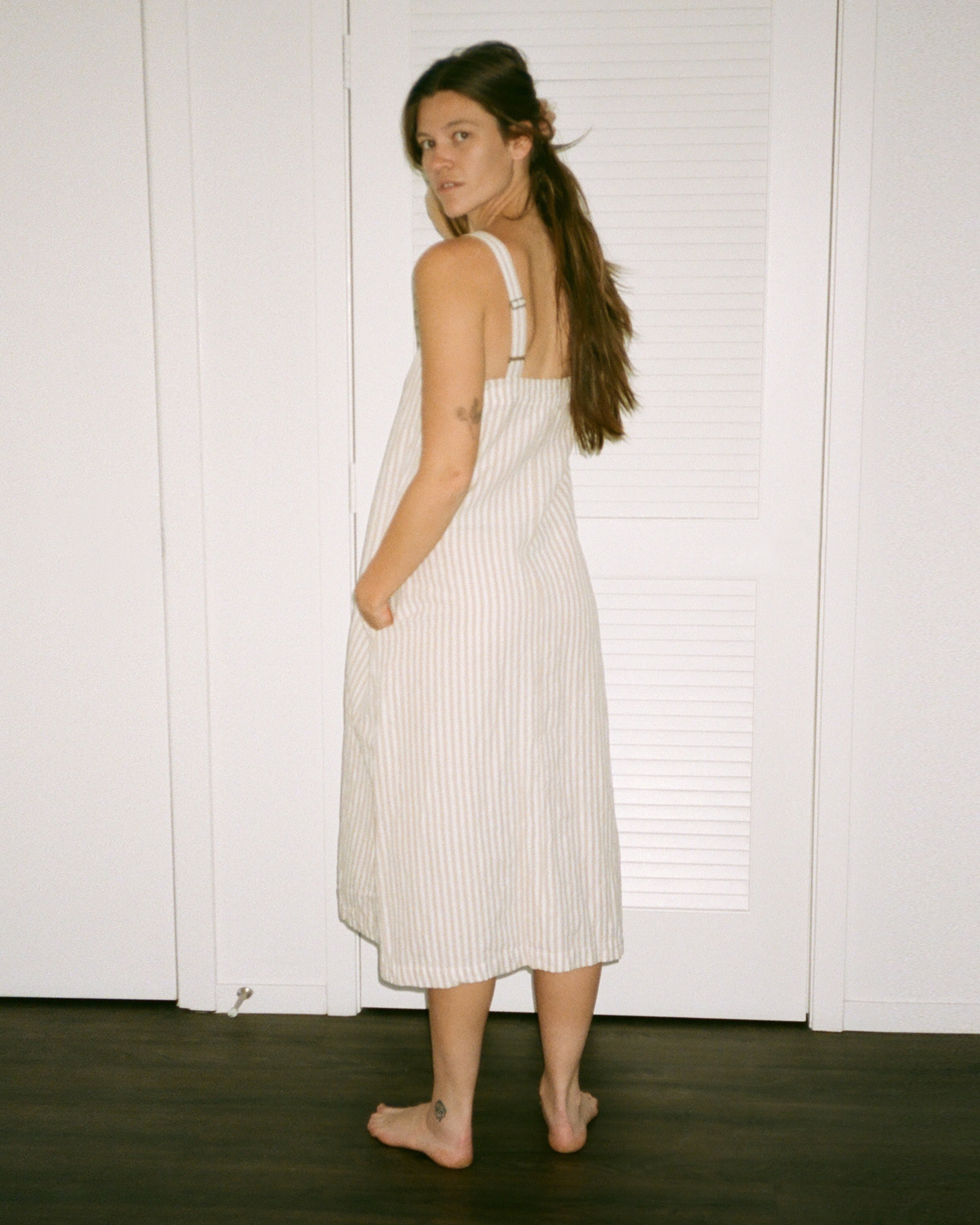 SAMPLE - SQUARE DRESS - NATURAL STRIPE