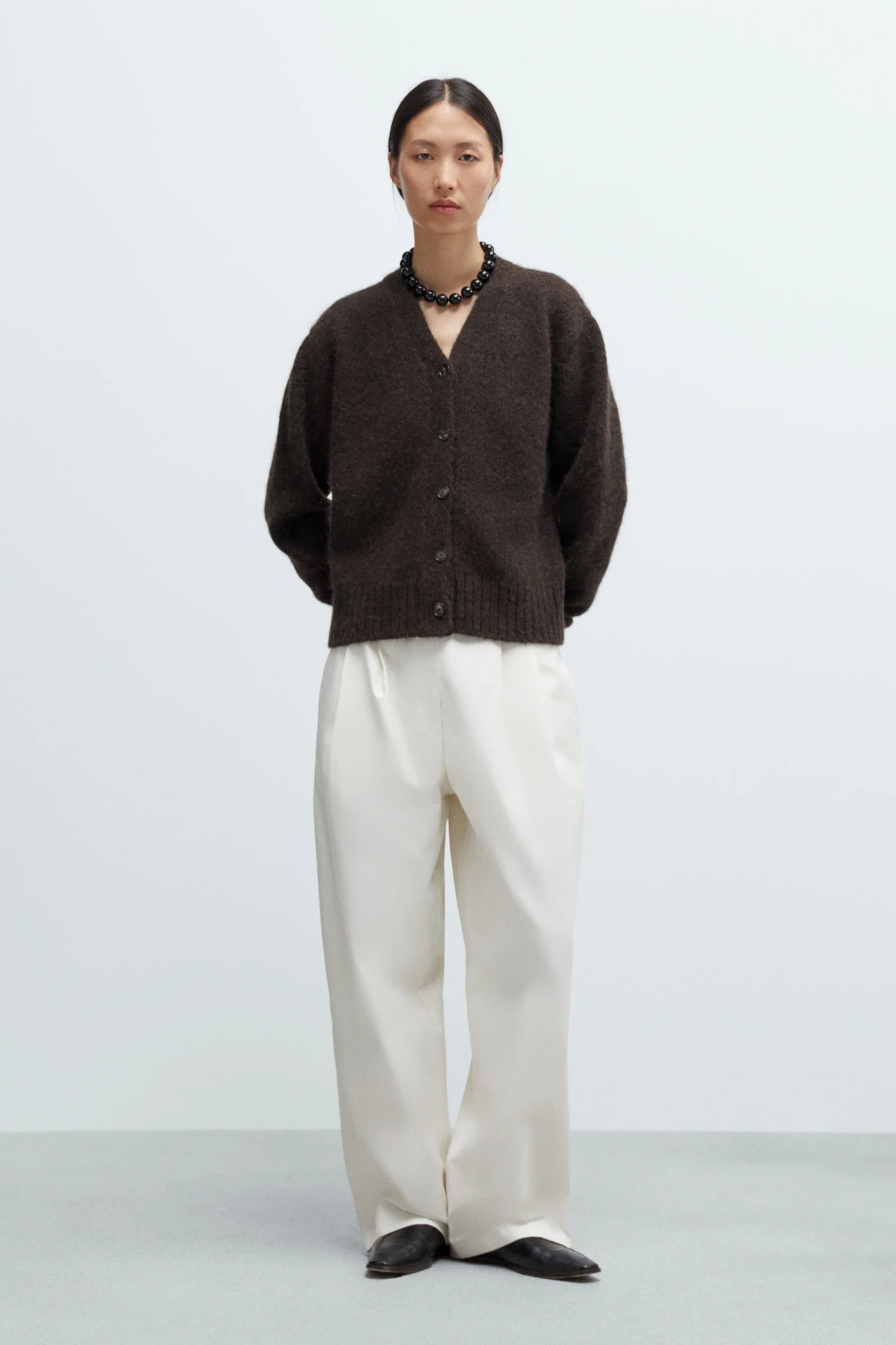 BABY ALPACA CARDIGAN - BROWN