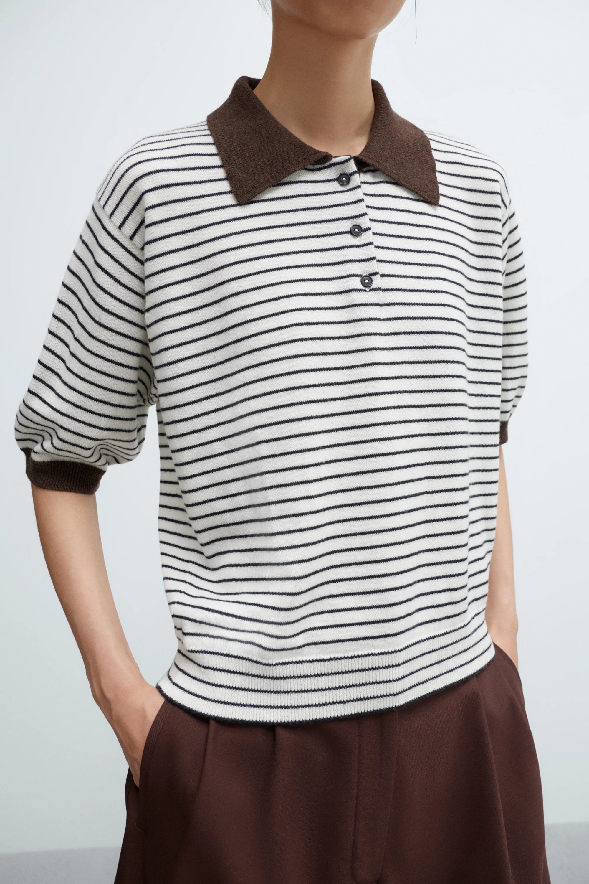 MERINO WOOL STRIPED POLO