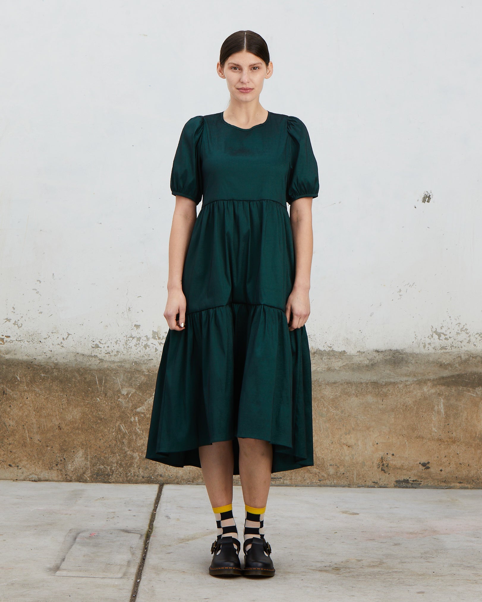 SAMPLE - STRETCH RUFFLE DRESS - BLACK