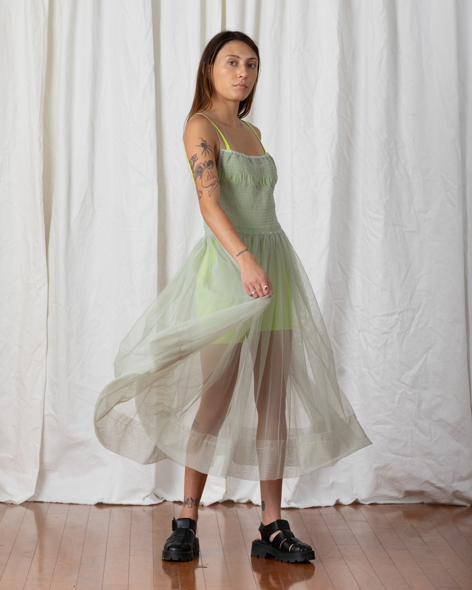 SAMPLE - MESH BALLERINA DRESS - LIGHT YELLOW