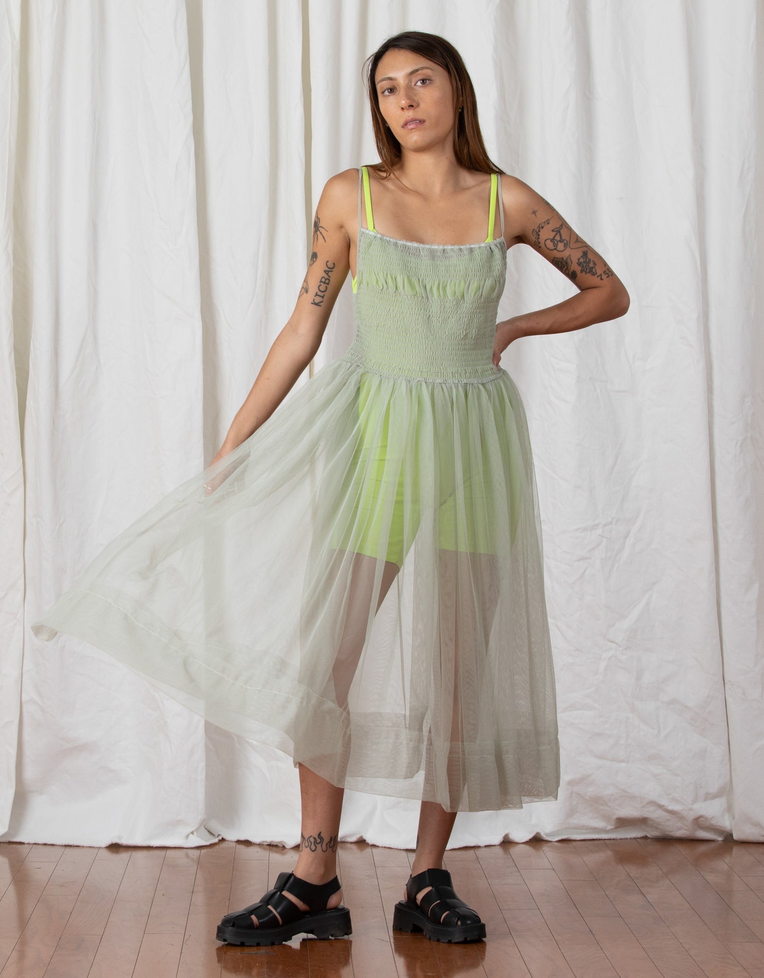 SAMPLE - MESH BALLERINA DRESS - LIGHT YELLOW