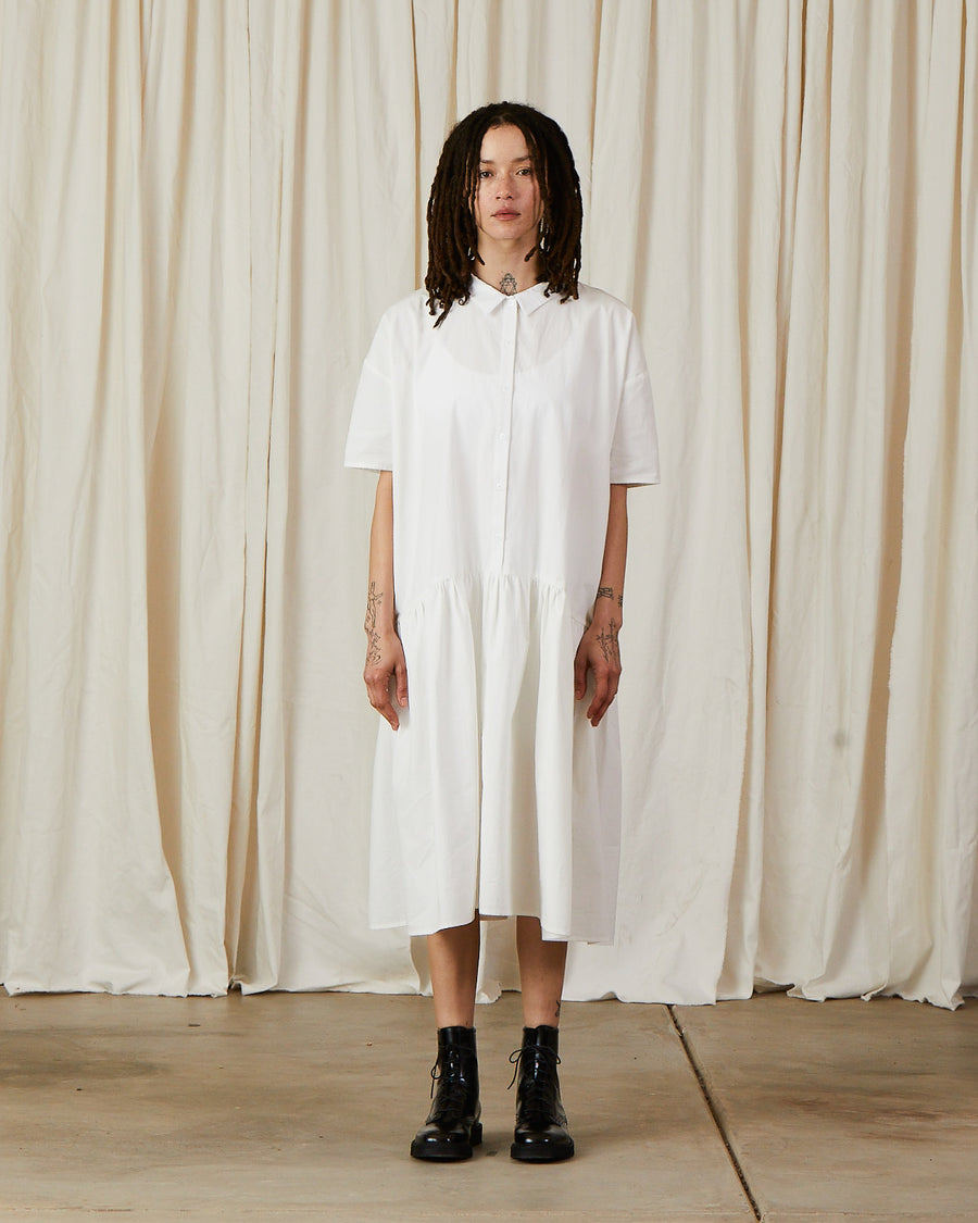 COLLARED DRESS - BONE