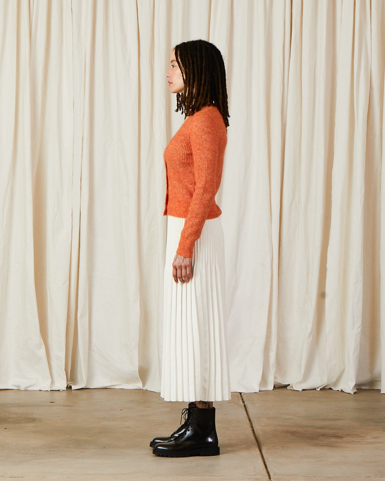 SHRUNKEN MOHAIR CARDIGAN- ORANGE