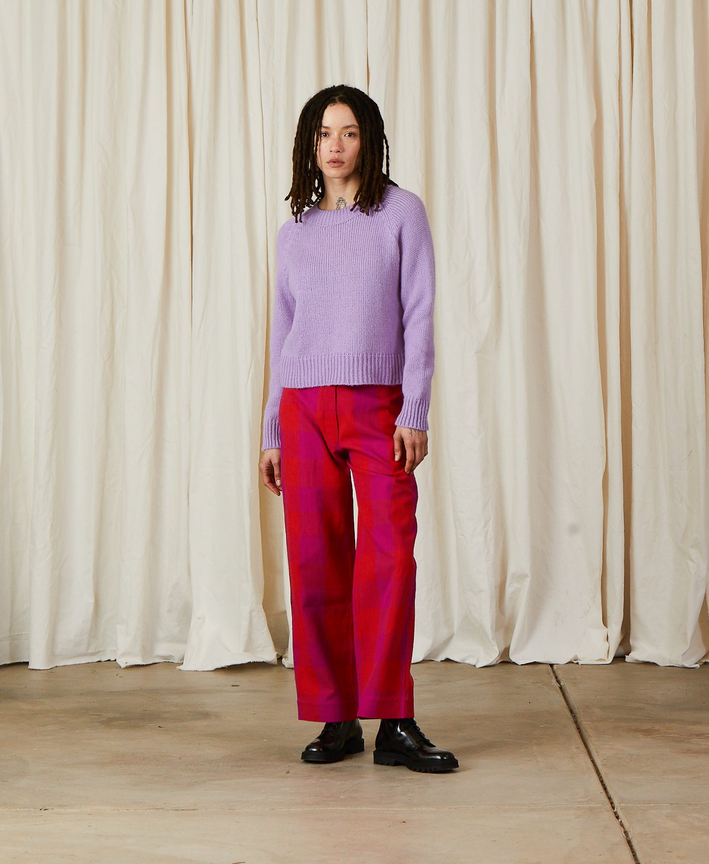 MERINO CREW NECK SWEATER - LILAC