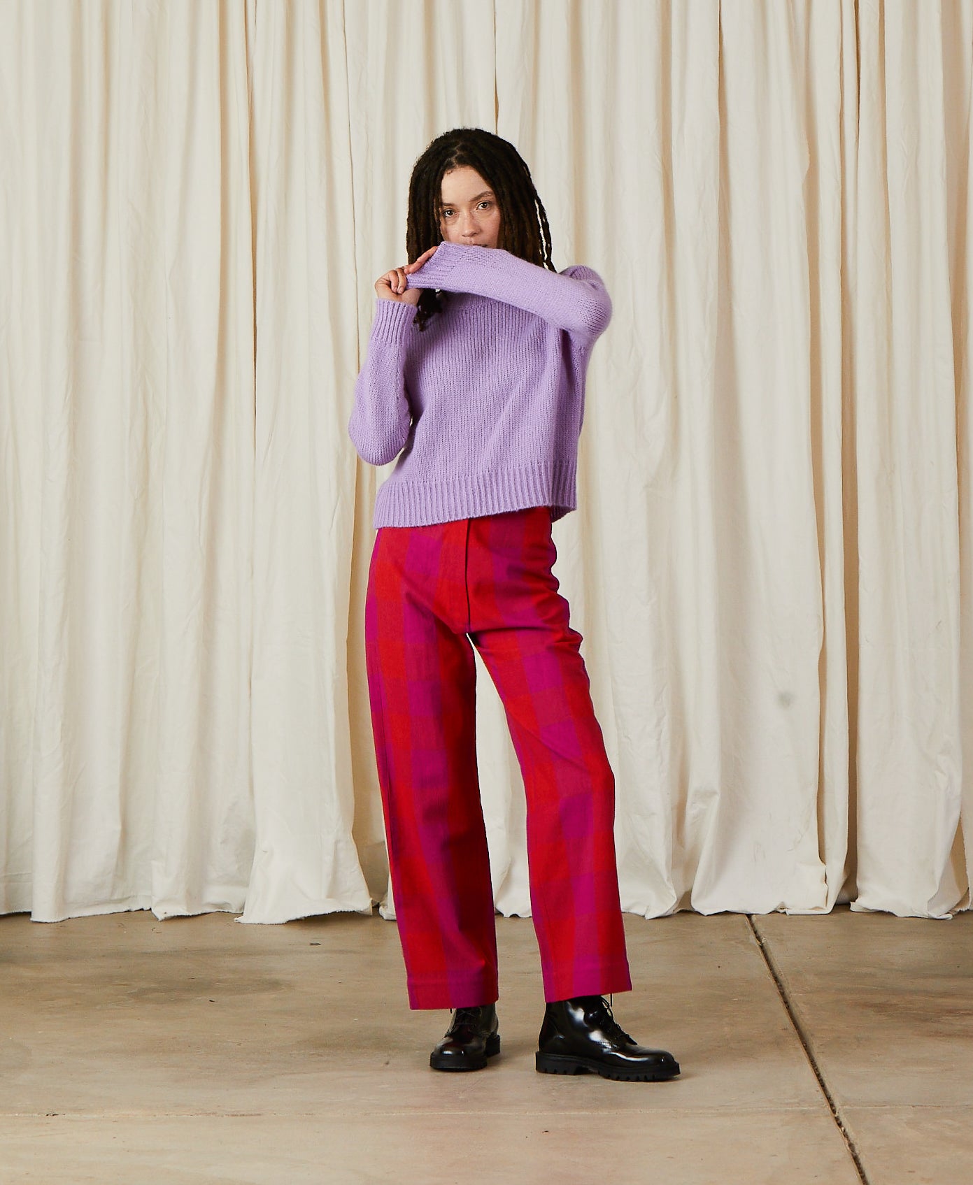 MERINO CREW NECK SWEATER - LILAC