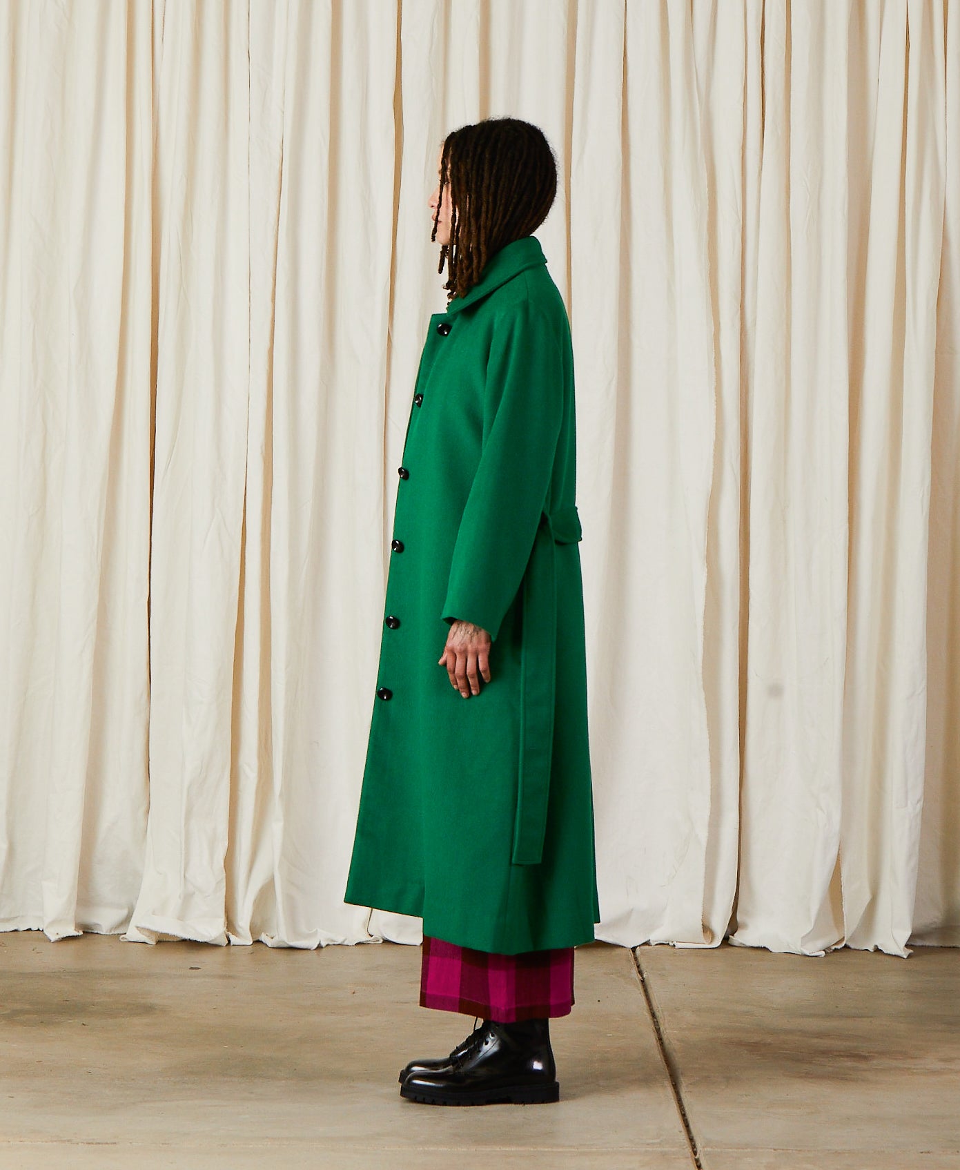 WOOL TRENCH COAT KELLY GREEN