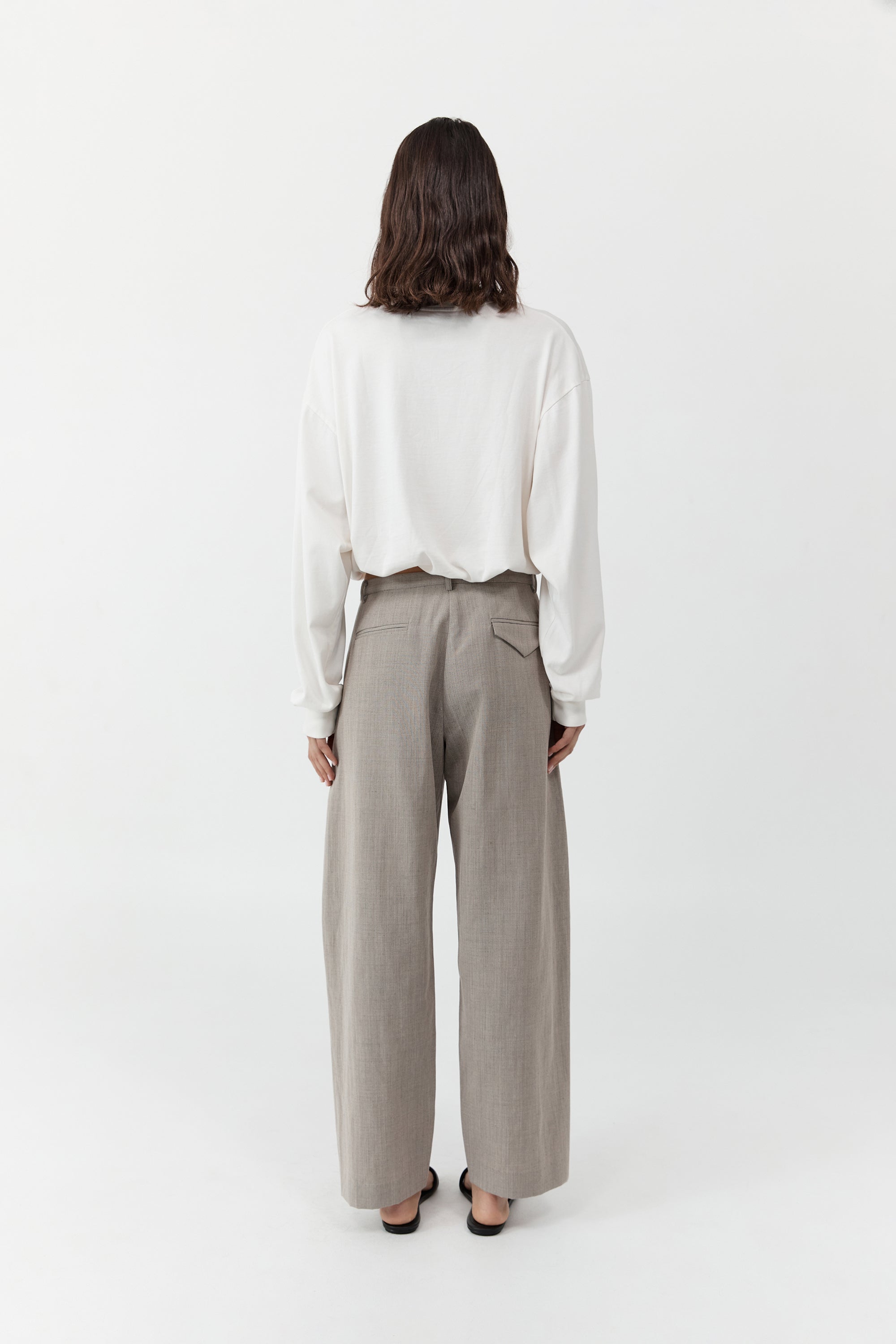 DRAWSTRING LONG SLEEVE TOP - OFF WHITE