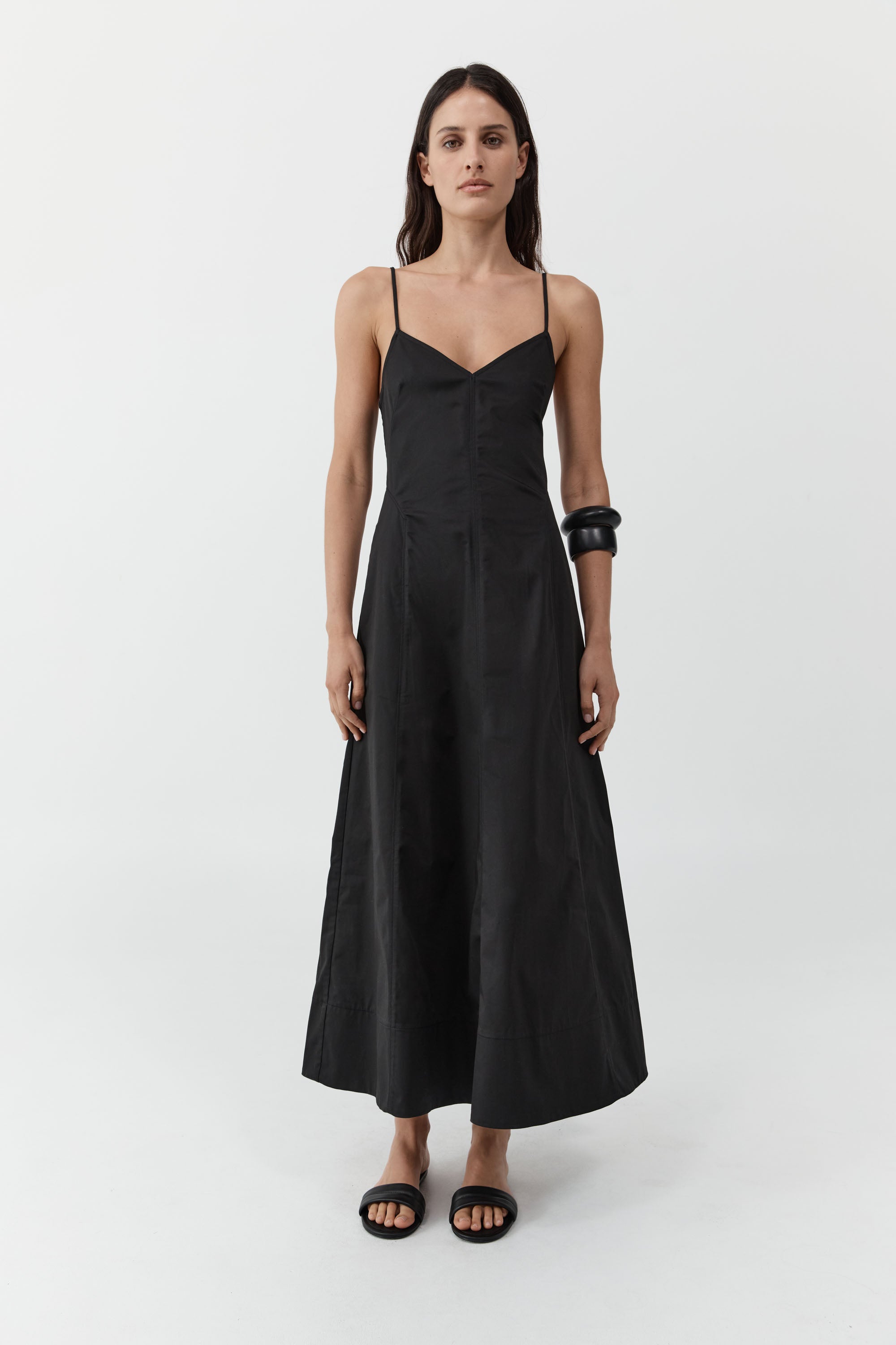 STRUCTURED COTTON DRESS - BLACK