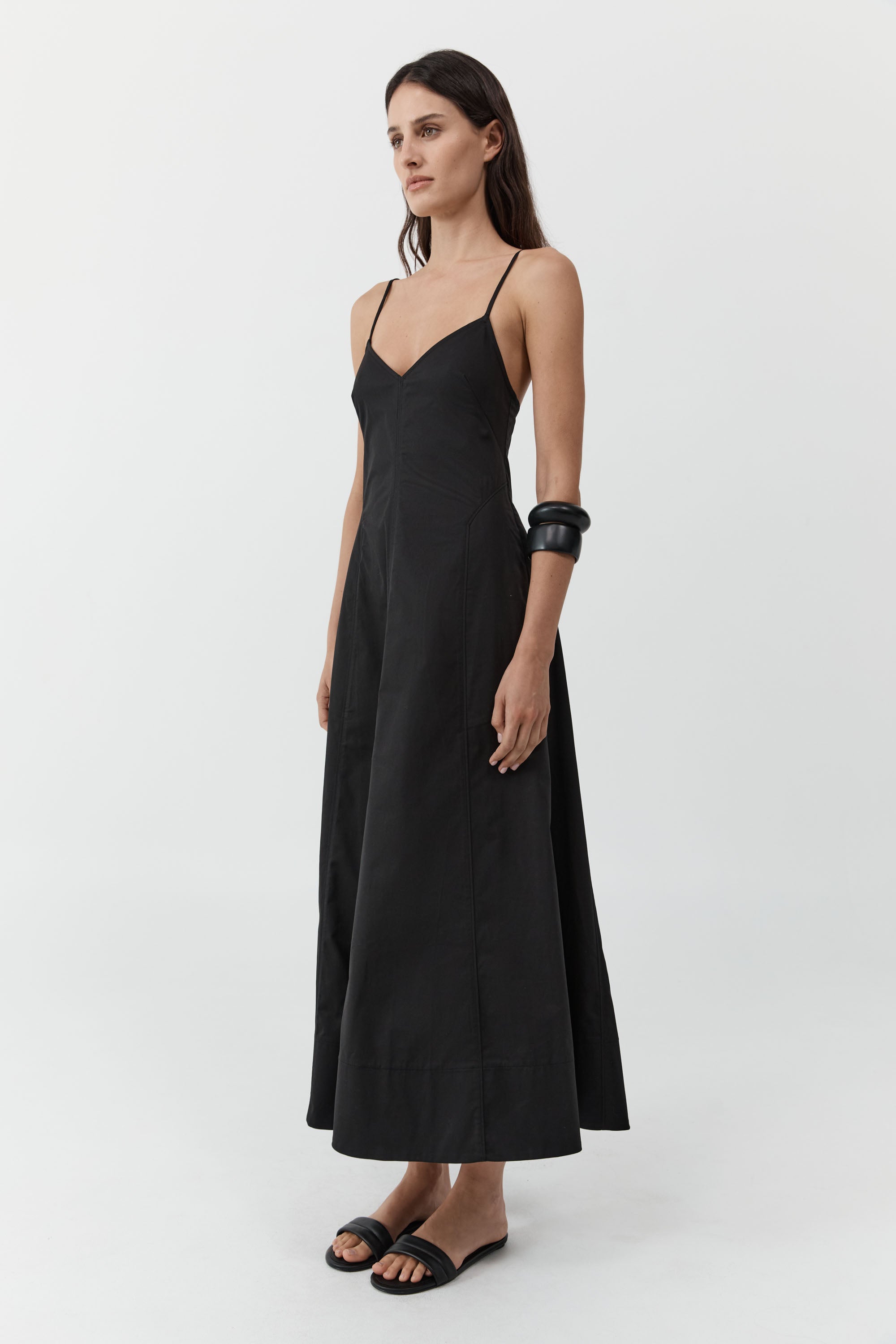 STRUCTURED COTTON DRESS - BLACK