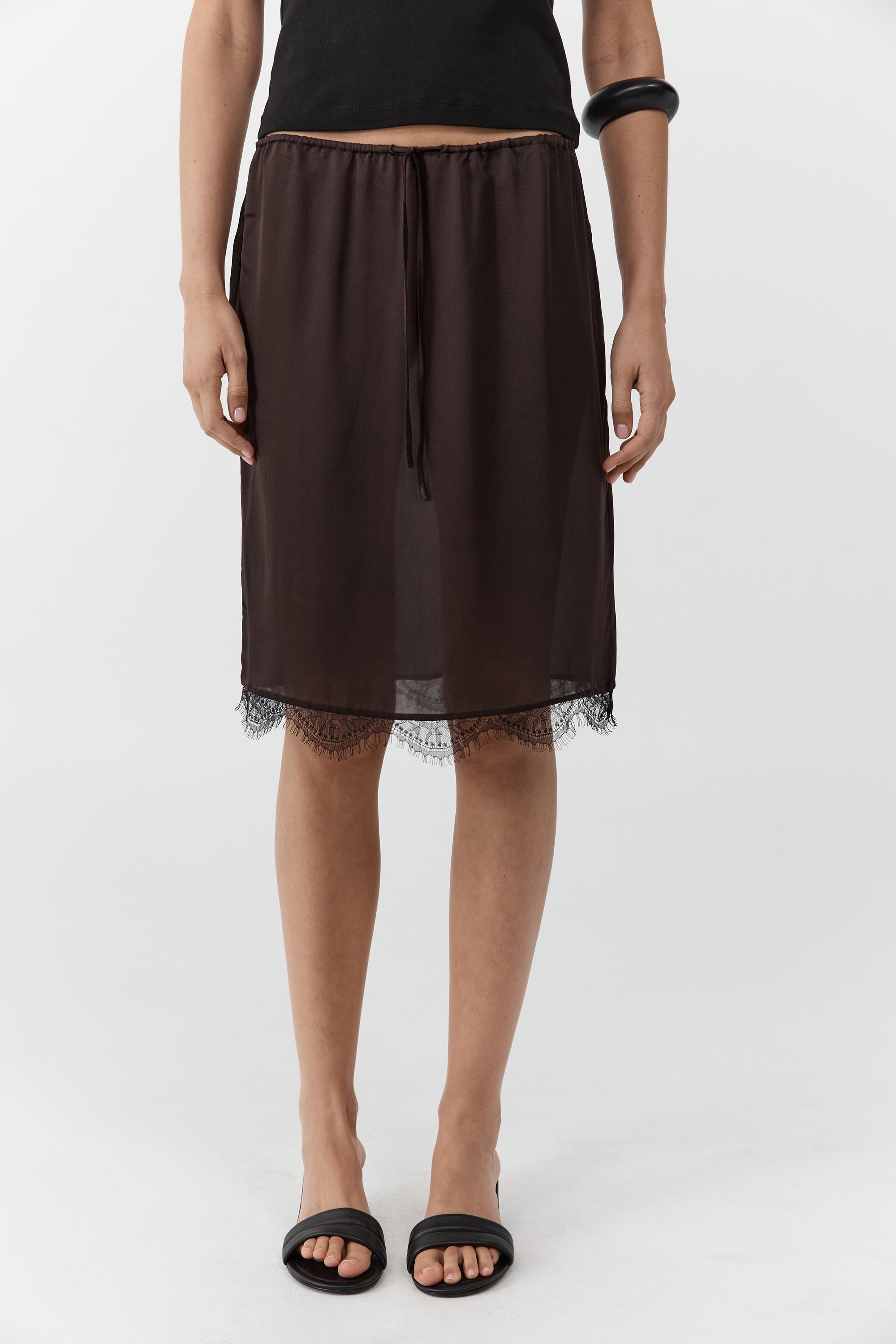 FINE LACE SKIRT - BARK