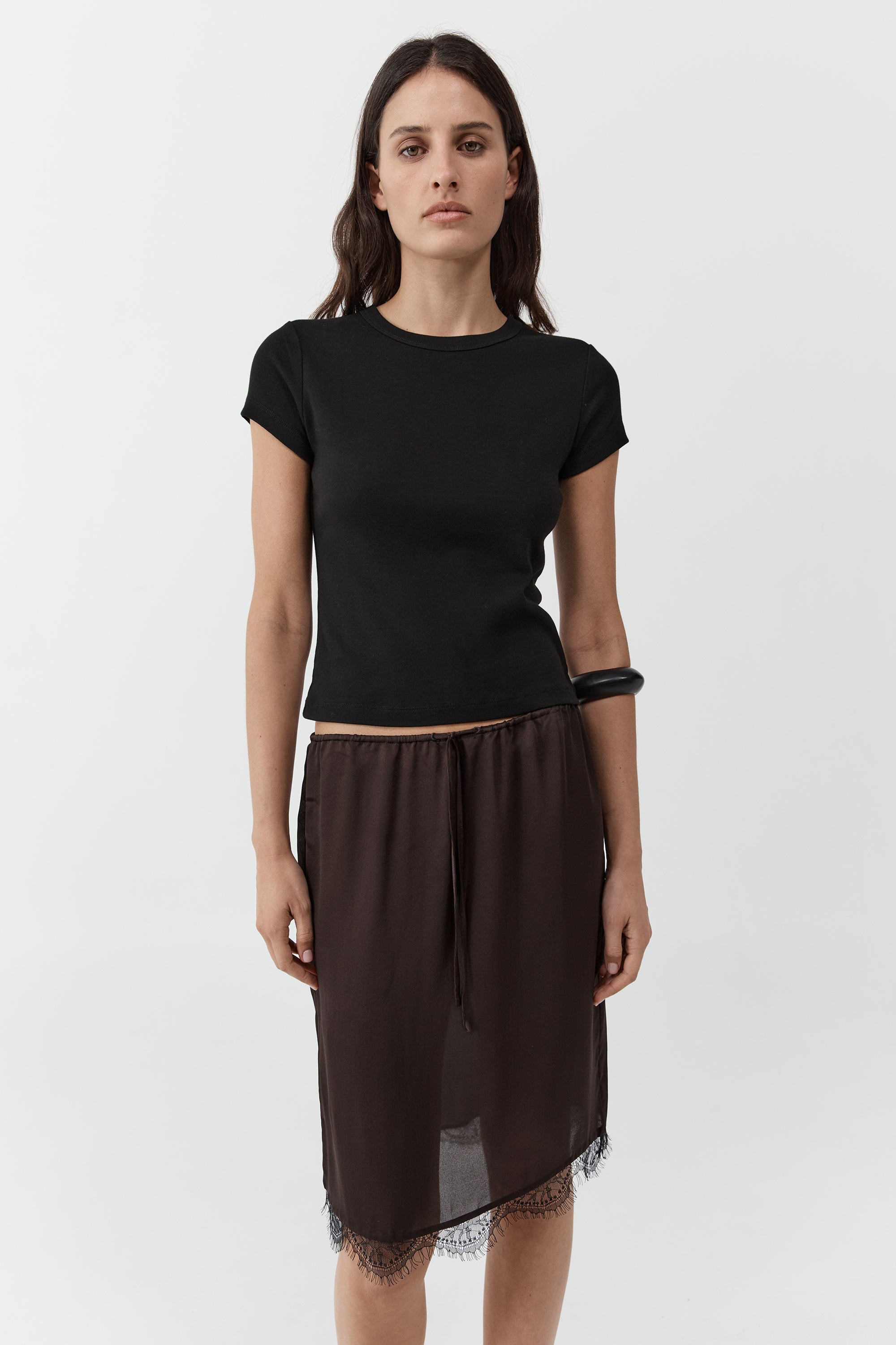 FINE LACE SKIRT - BARK