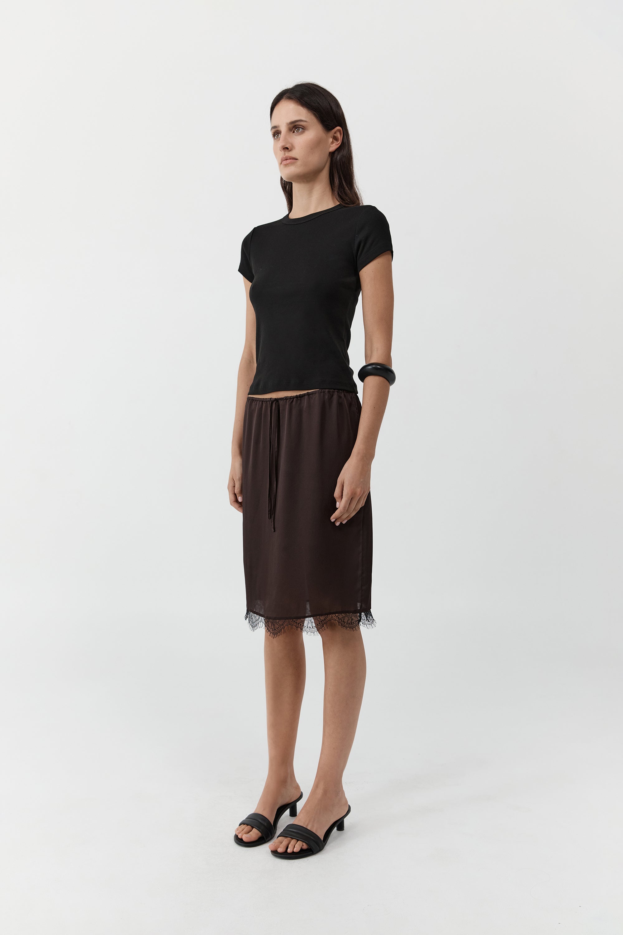 FINE LACE SKIRT - BARK