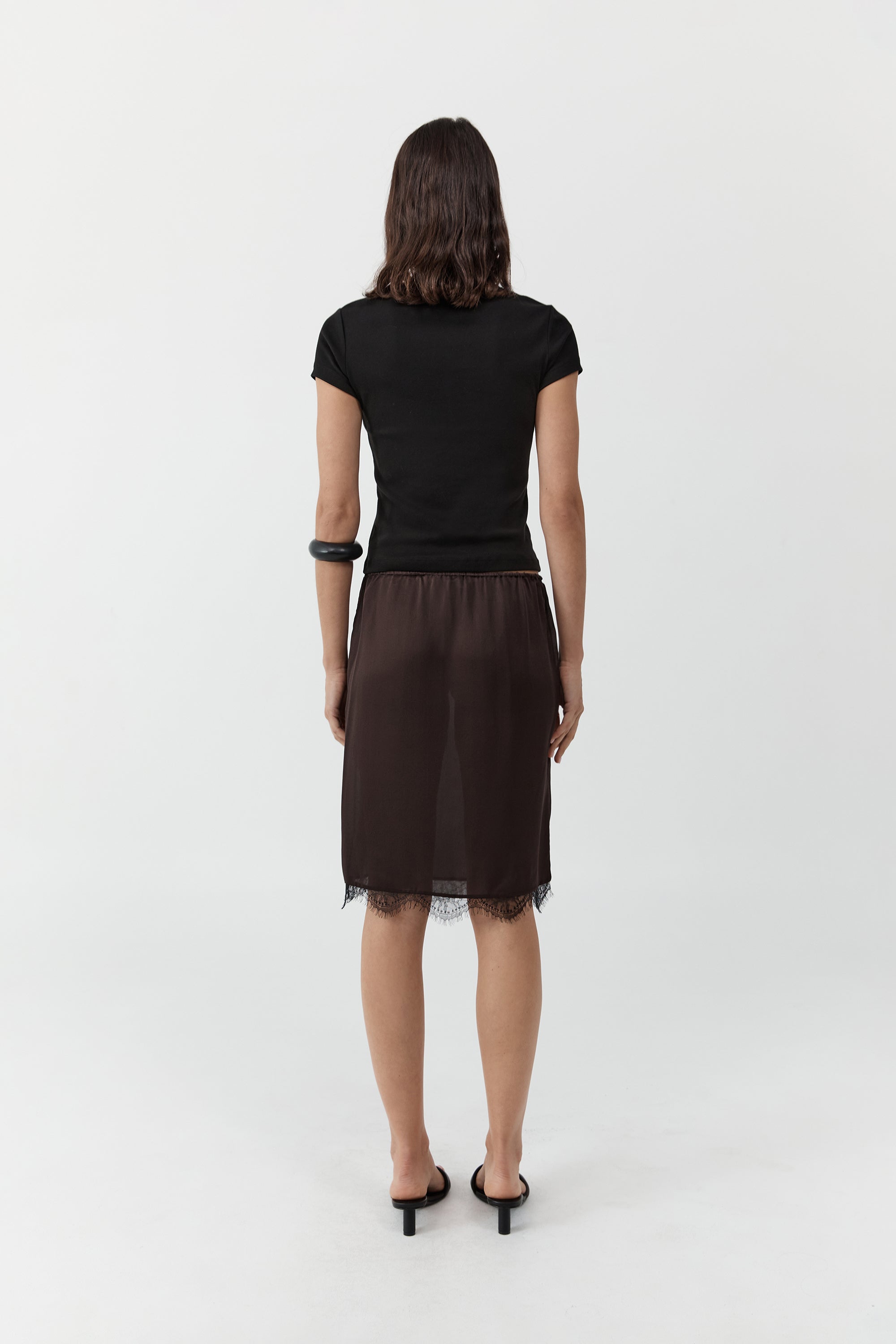 FINE LACE SKIRT - BARK