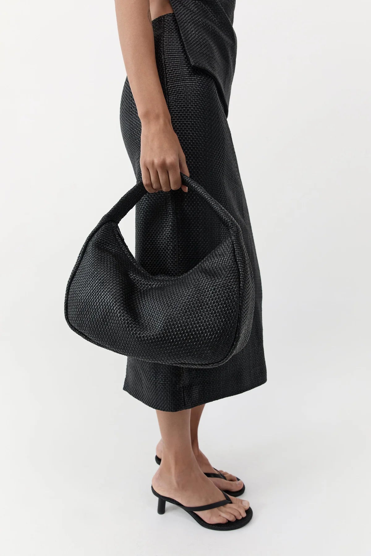 WOVEN LARGE BAG - BON BON - BLACK