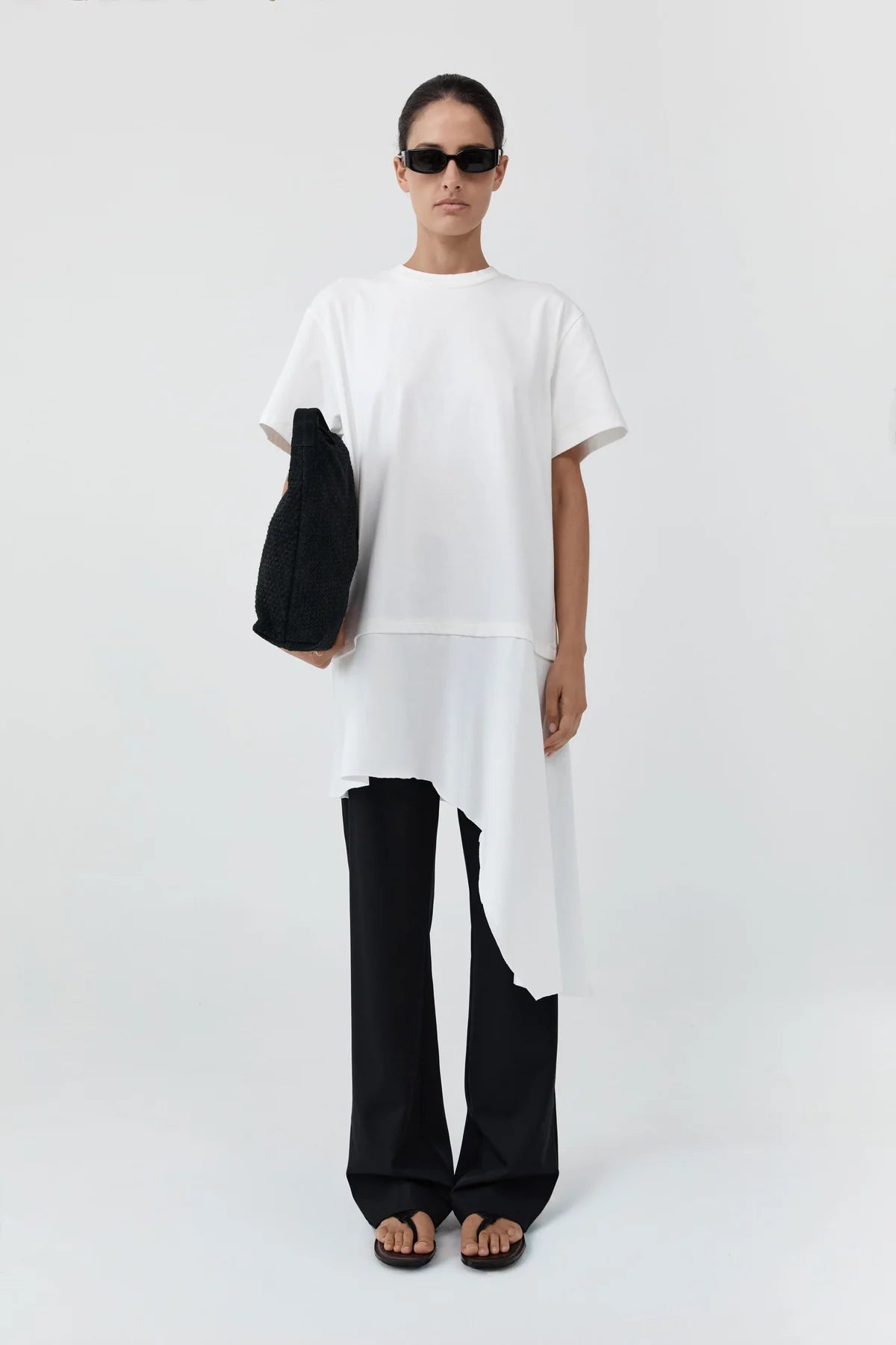 LAYERED TEE MINI DRESS - OFF WHITE