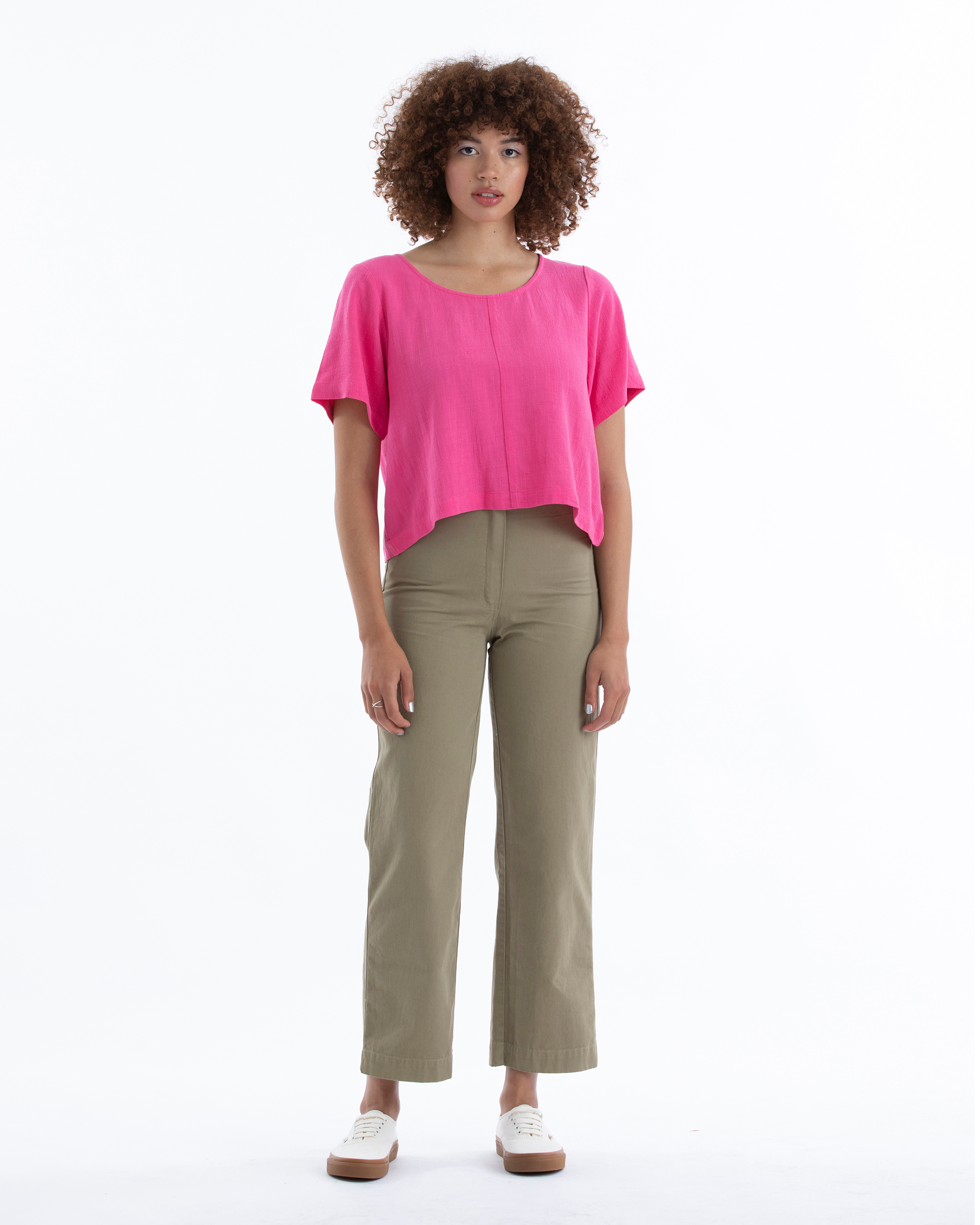 SAMPLE - COTTON FLY FRONT PANT - TAUPE