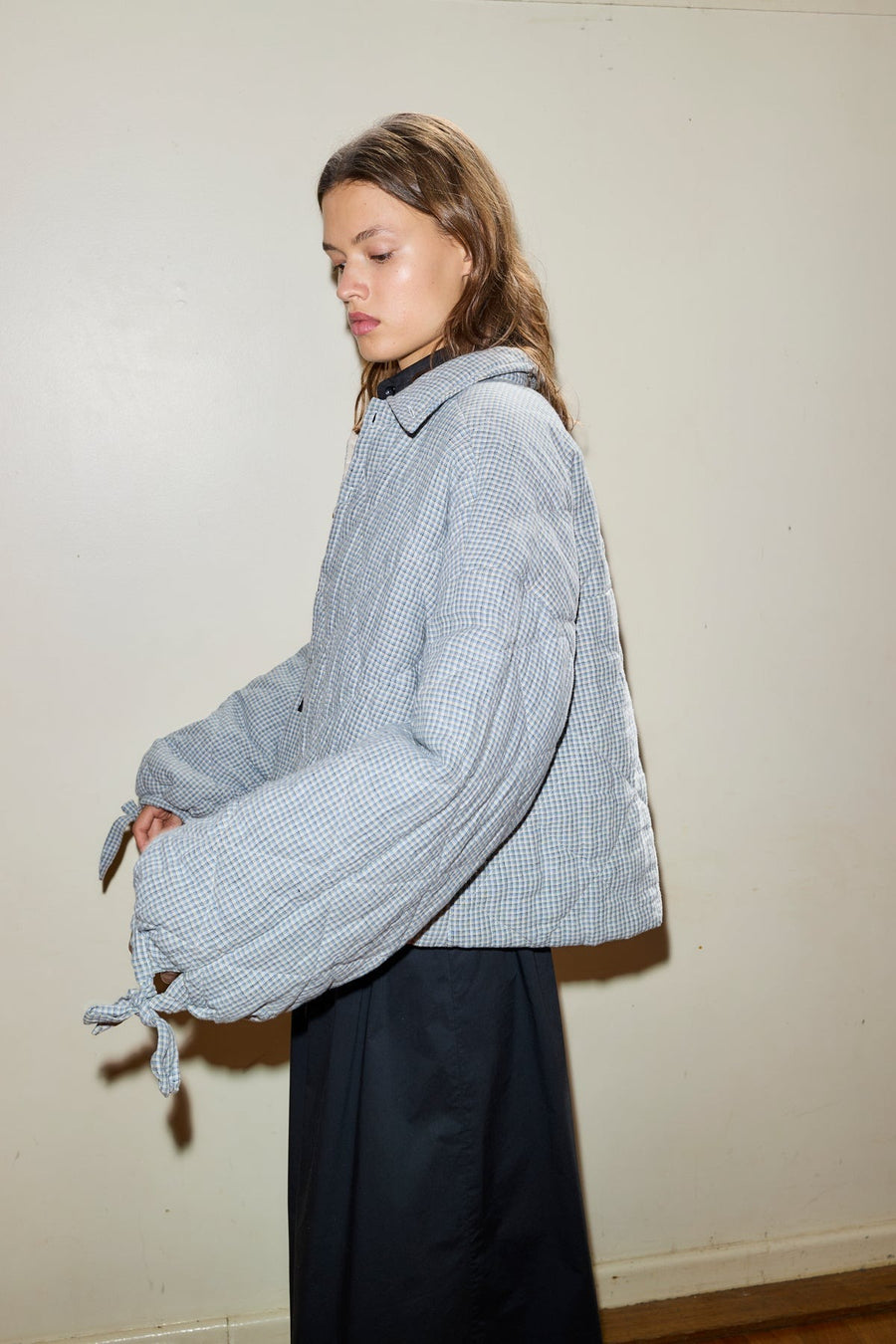 COLLARED QUILT COAT - FIELD CHECK