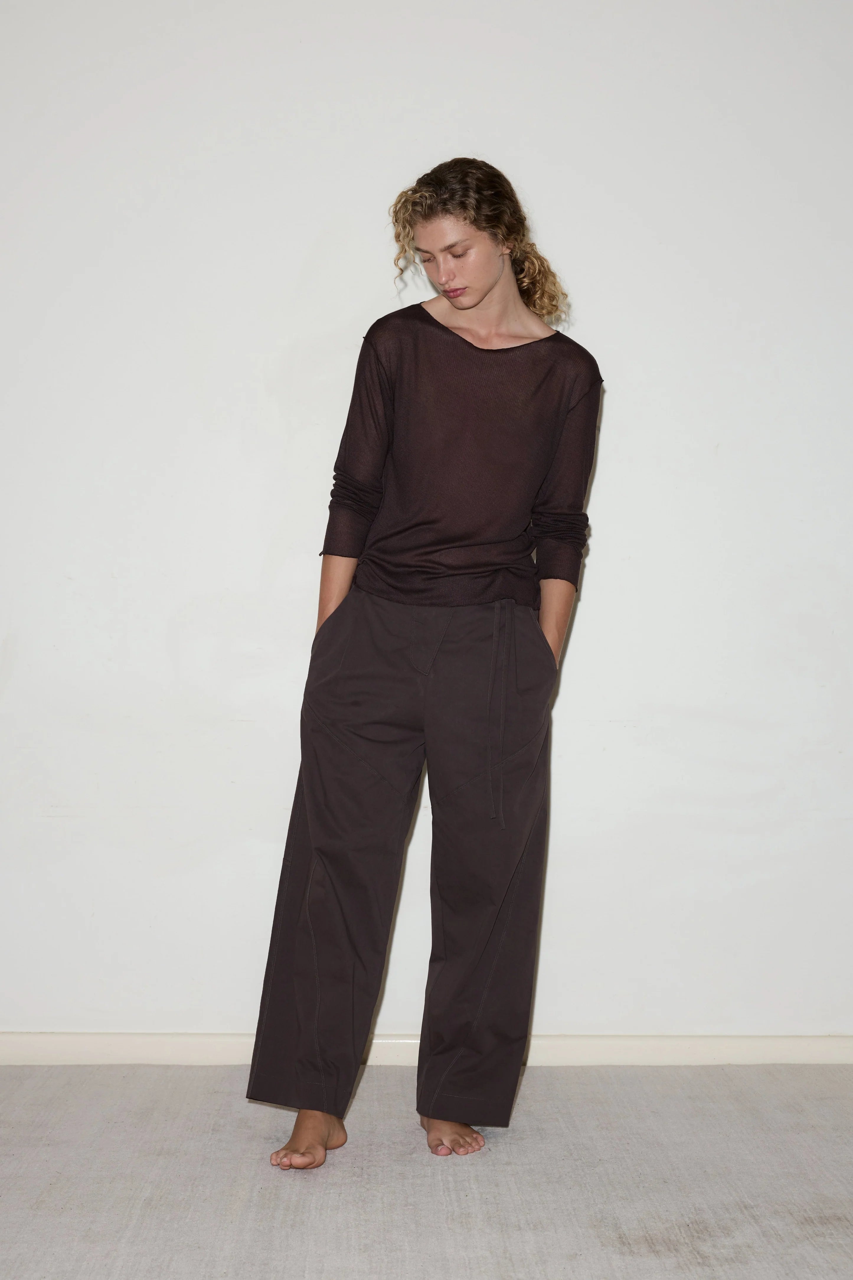 FLAG TIE PANT - DARK BROWN