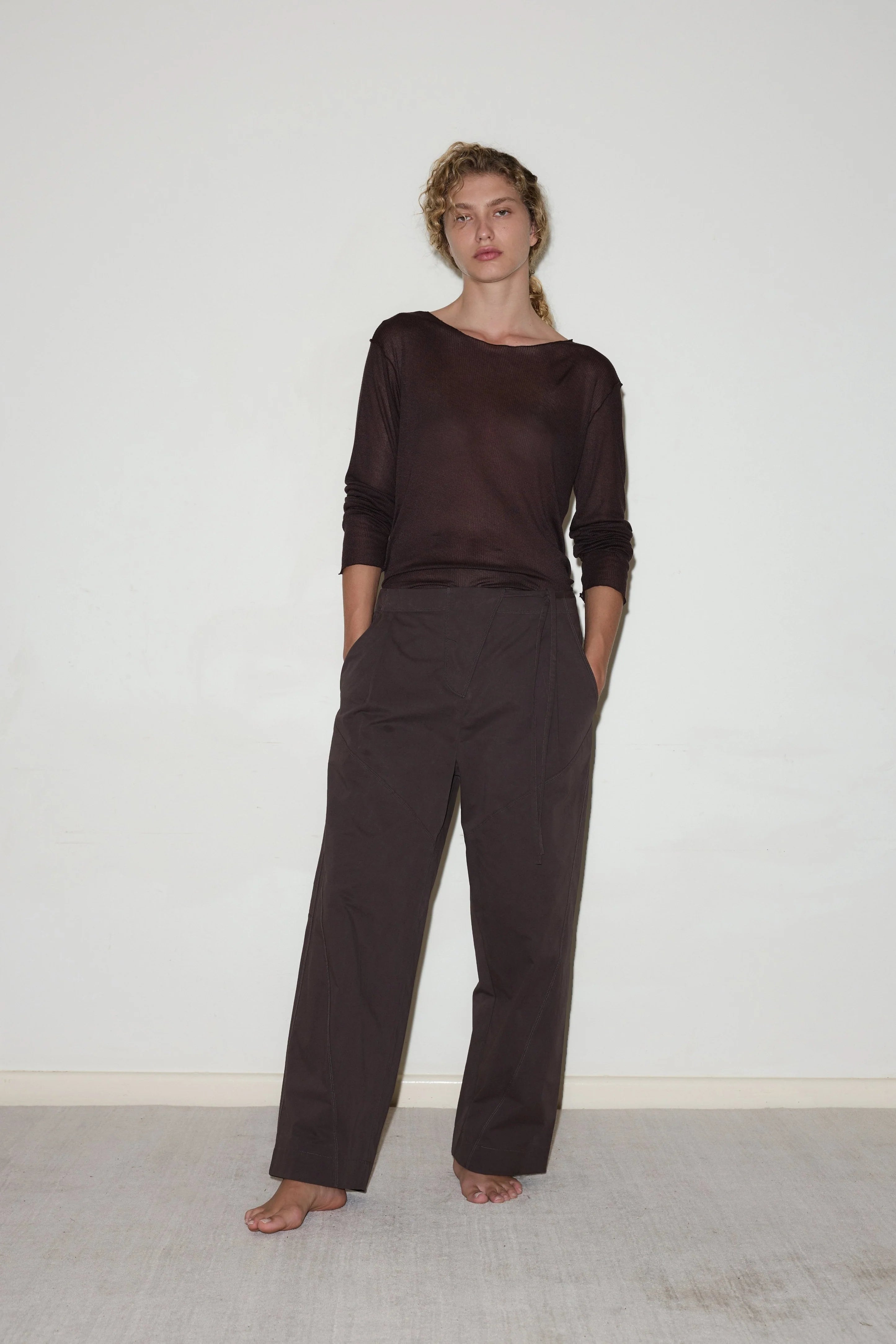 FLAG TIE PANT - DARK BROWN