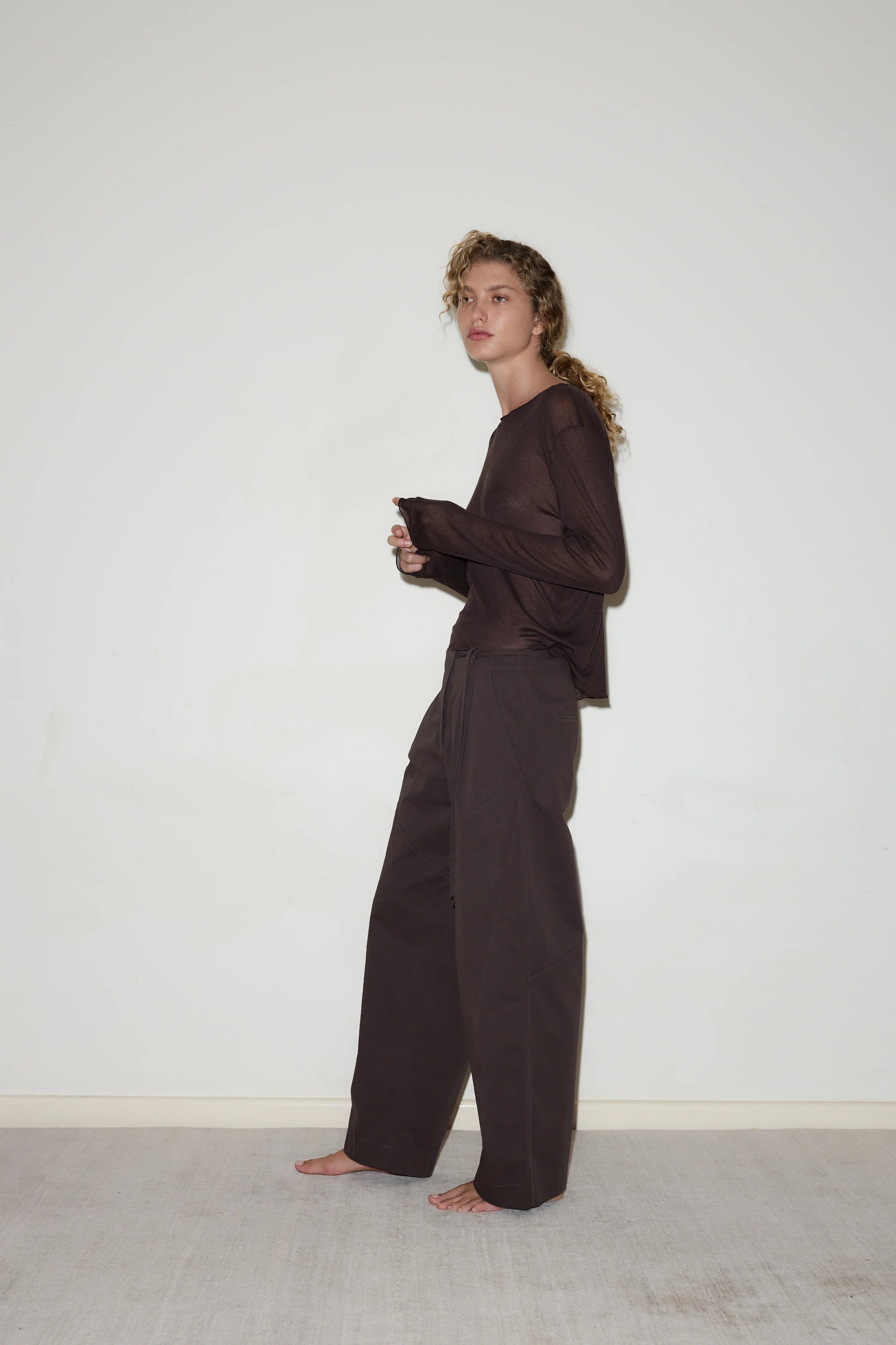 FLAG TIE PANT - DARK BROWN