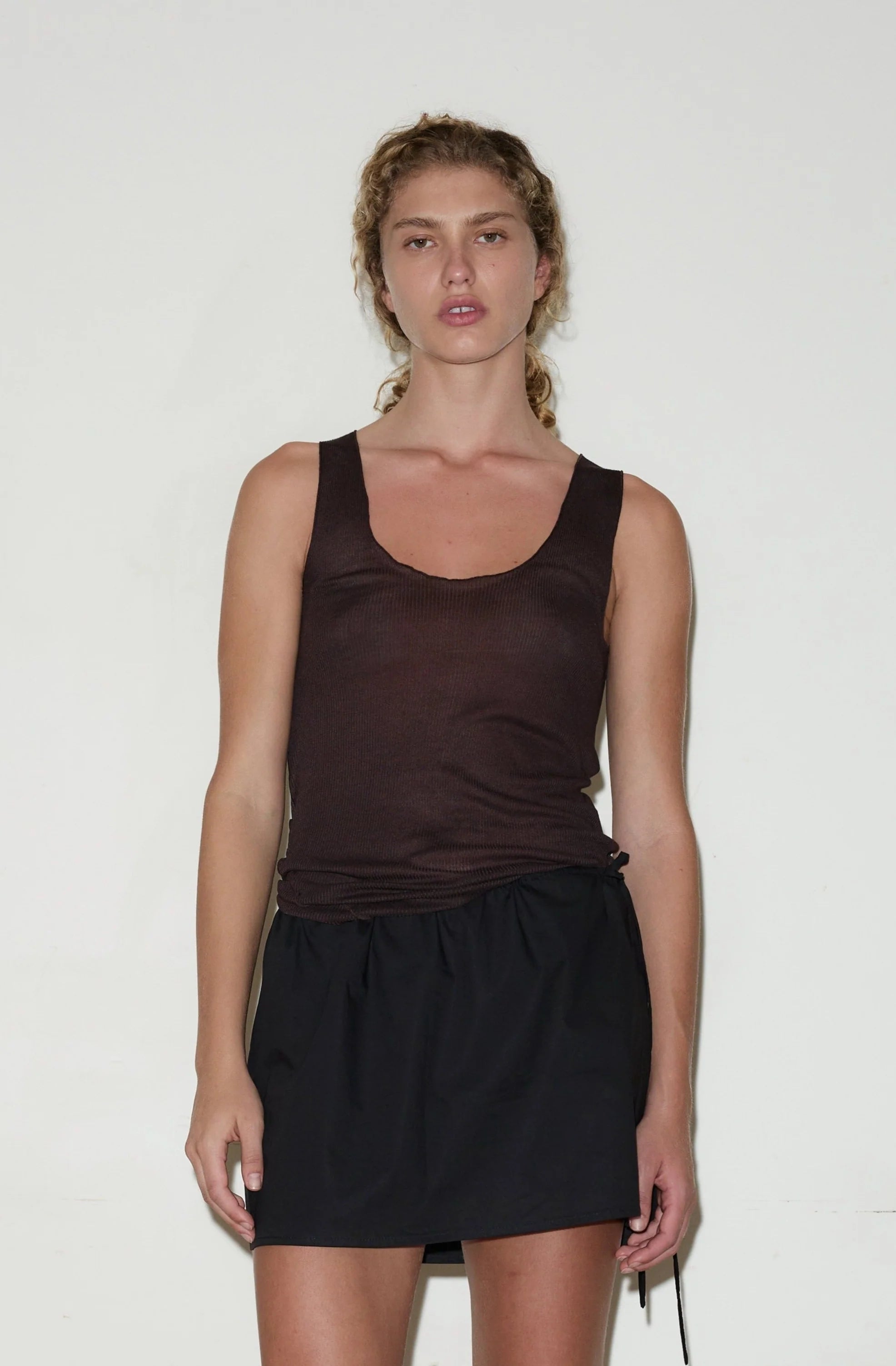 KNIT TANK - MAHOGANY