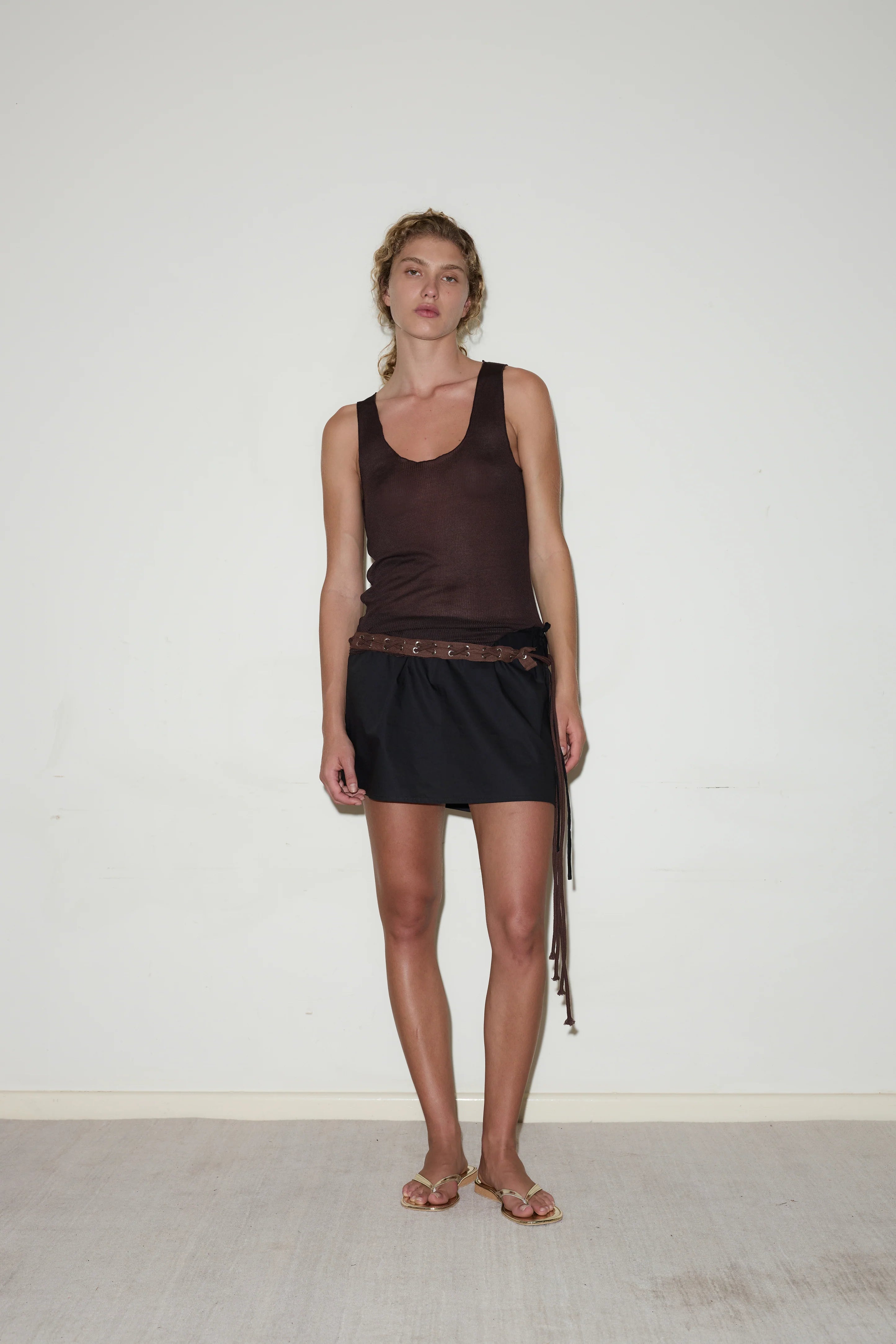 KNIT TANK - MAHOGANY