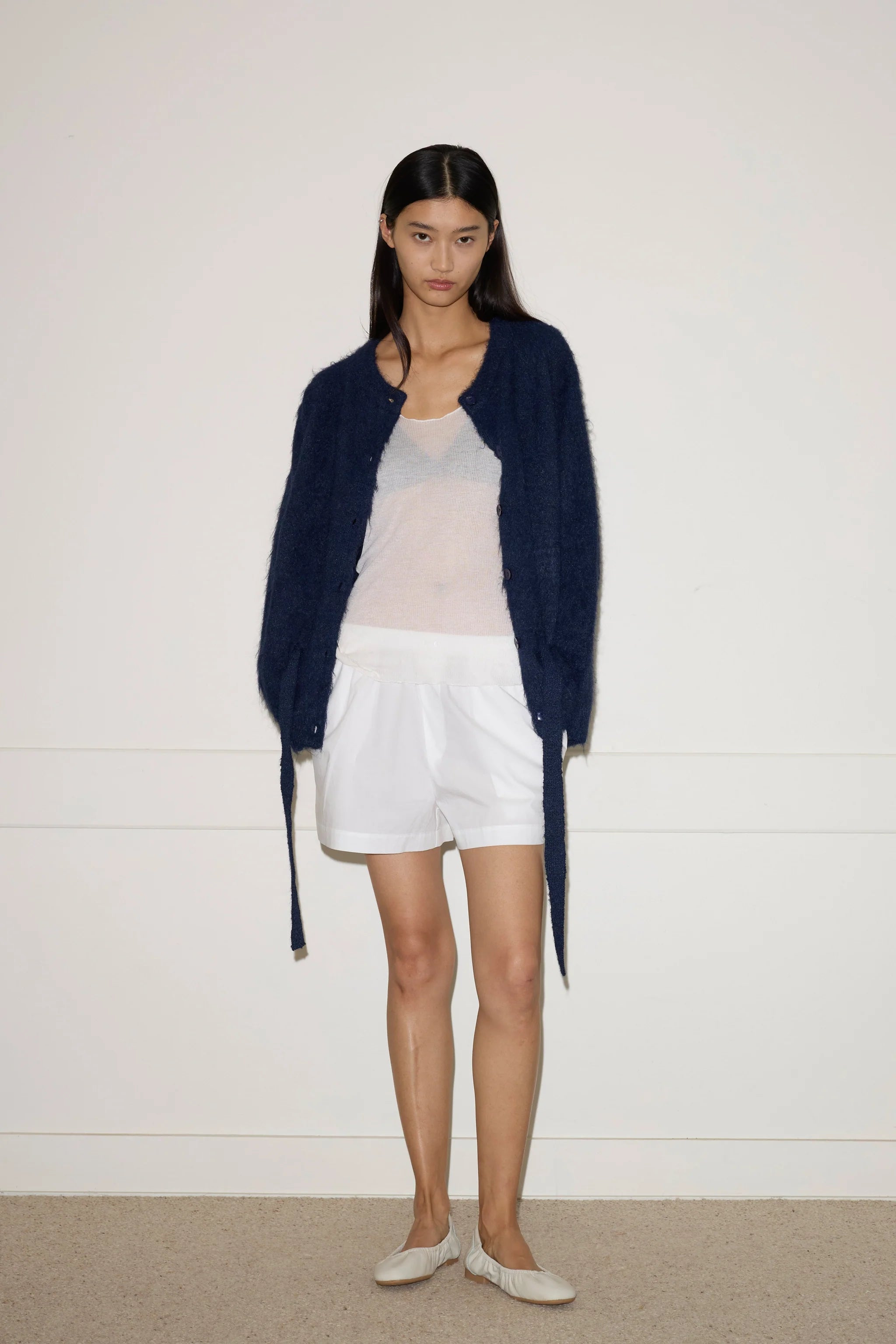 BELTED CARDI - NAVY