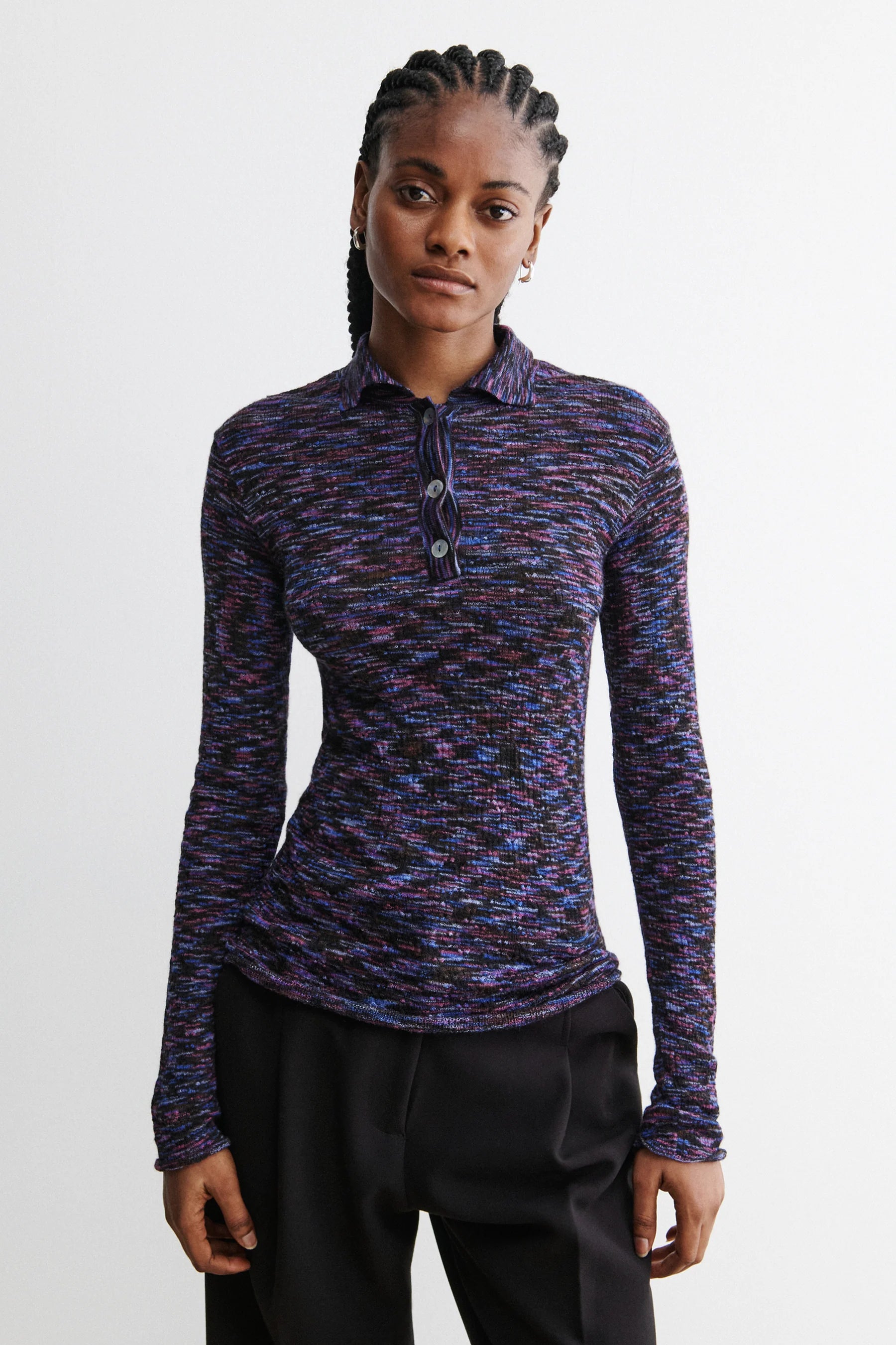 AVRIL POLO - BLACK MULTI SPACEDYE