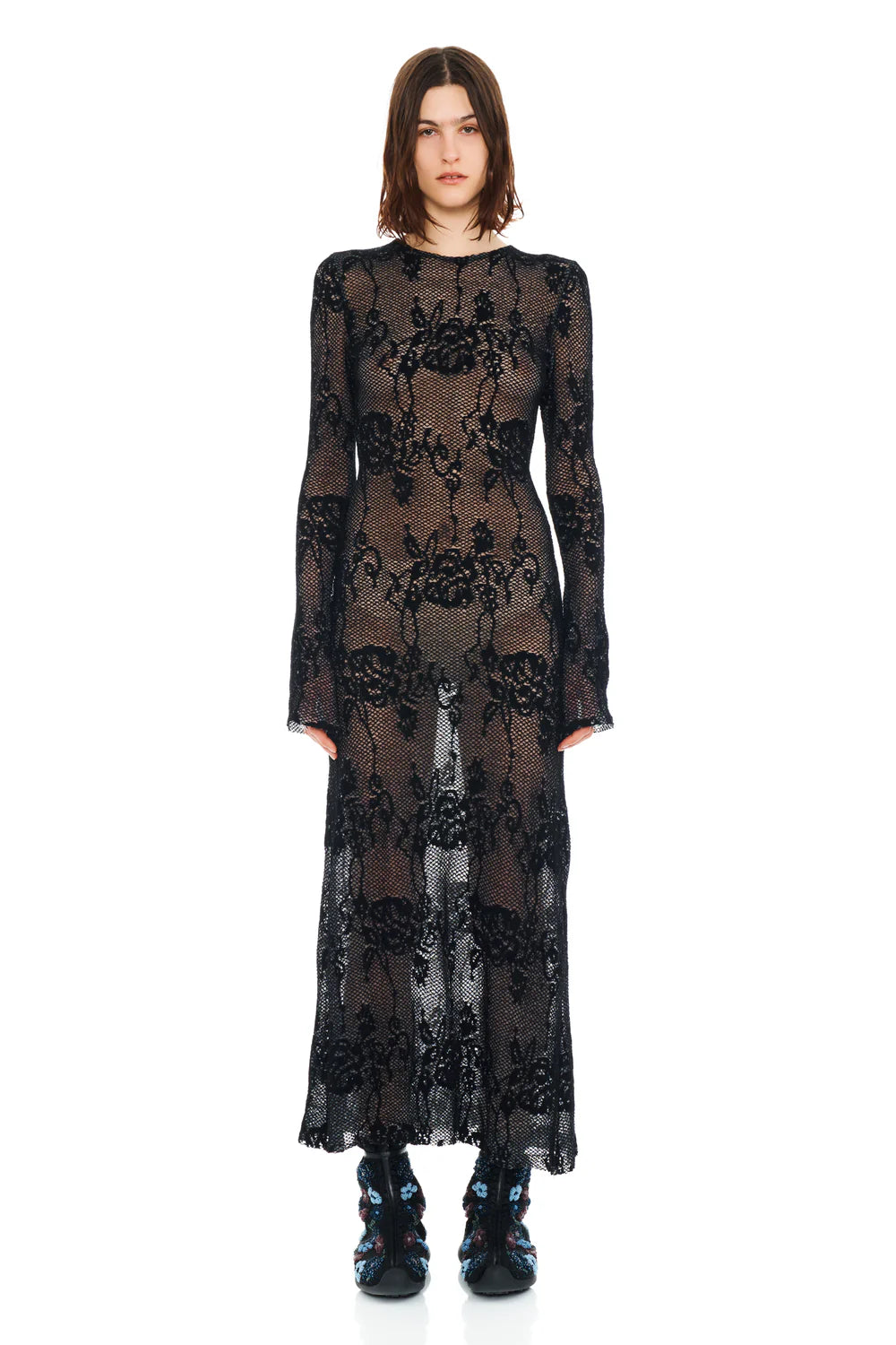YURI DRESS - BLACK KNIT LACE