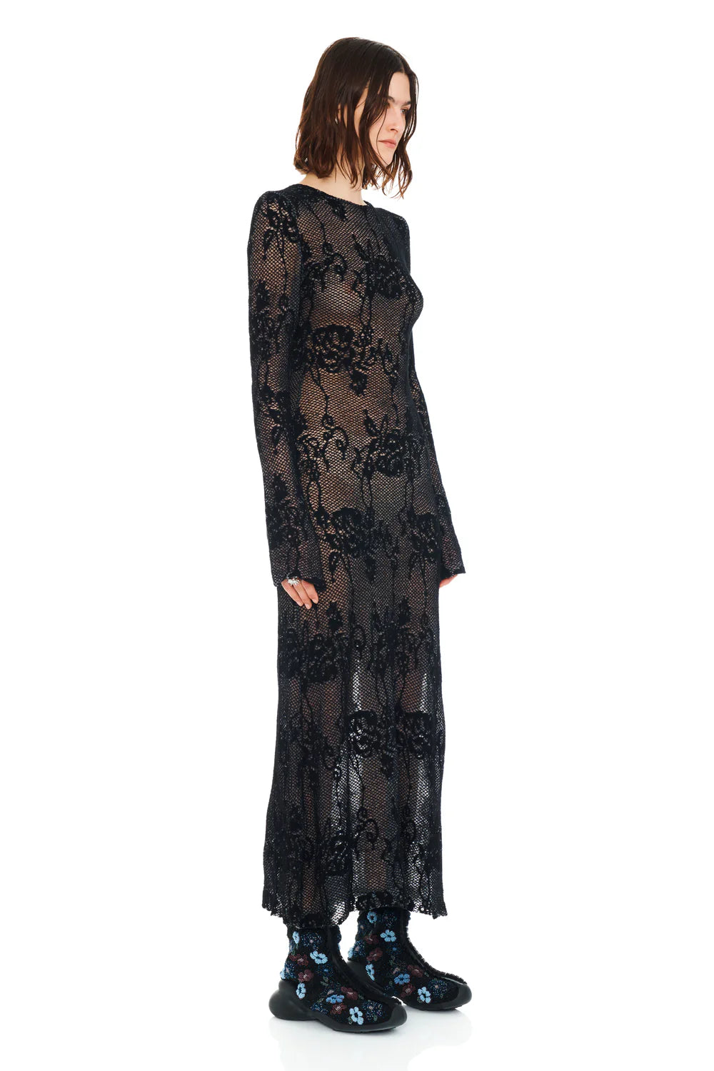 YURI DRESS - BLACK KNIT LACE