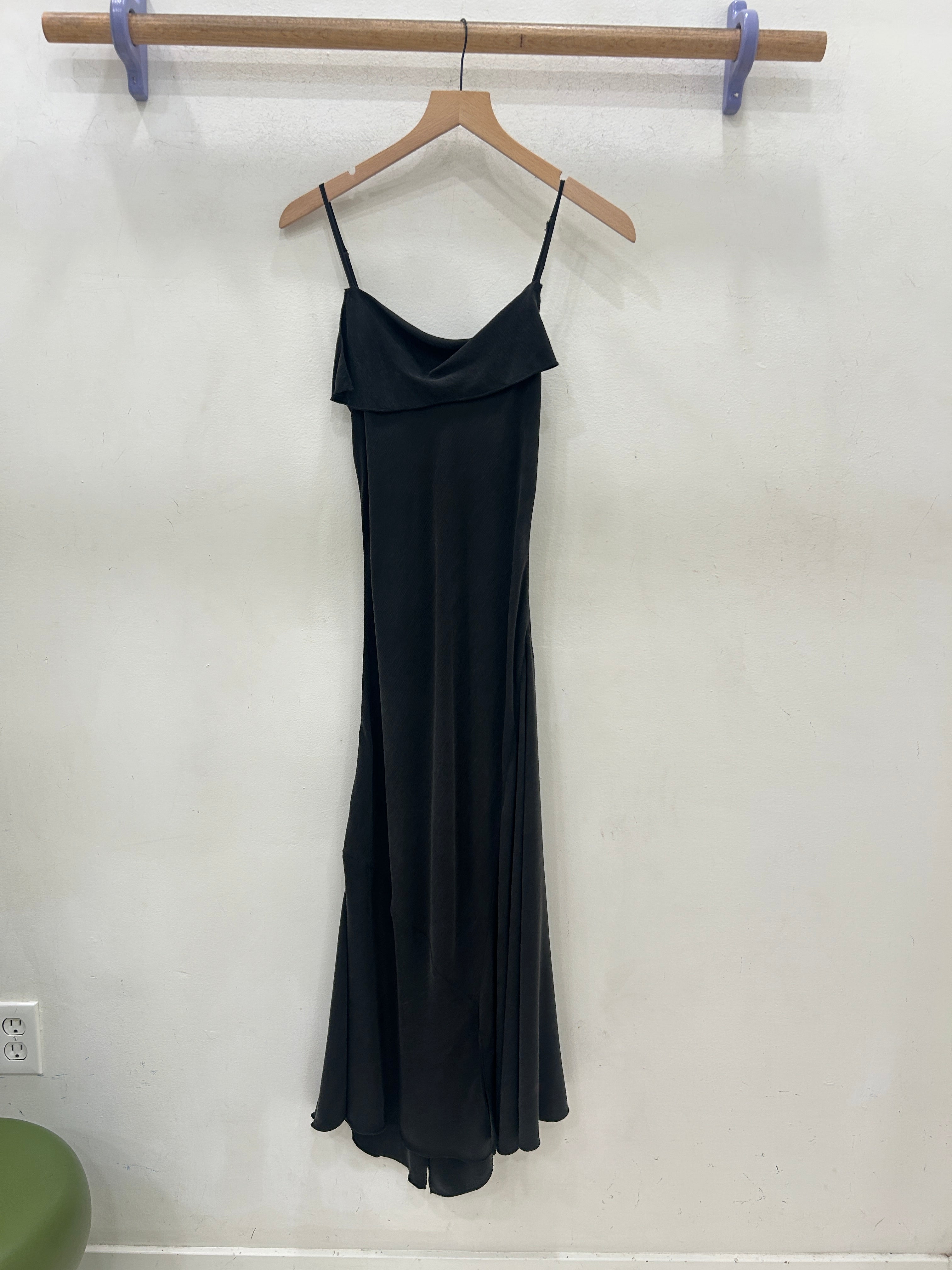 SAMPLE - ASYMMETRICAL TANK DRESS - SUEDED BLACK