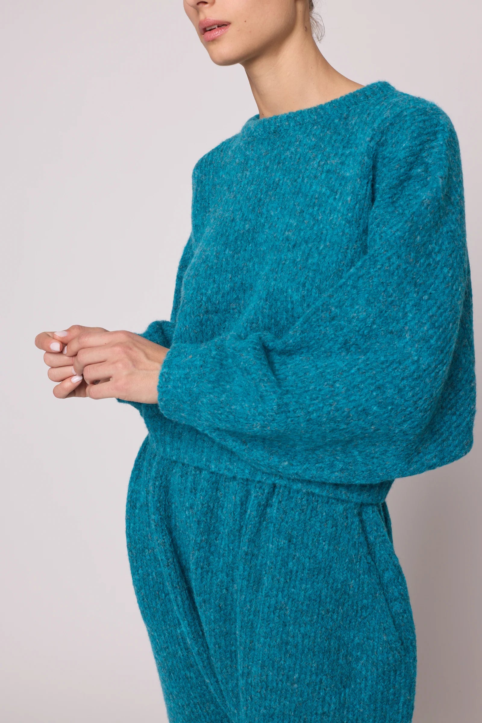 BALLOON SLEEVE SWEATER - TEAL