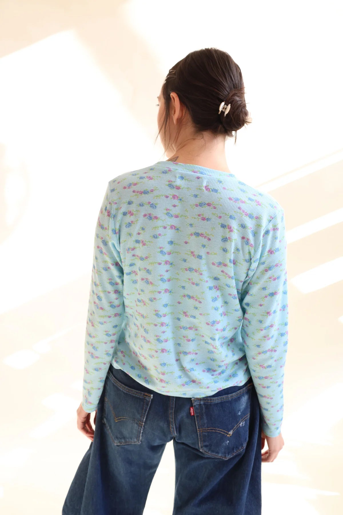 LONG SLEEVE PERFECT TEE - BLUE FLORAL