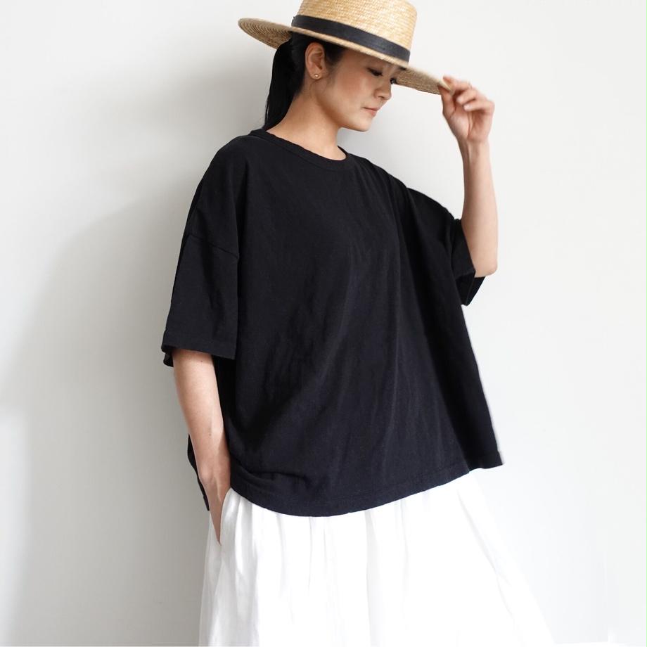 ICHI ANTIQUITES - KNIT COTTON T-SHIRT - BLACK