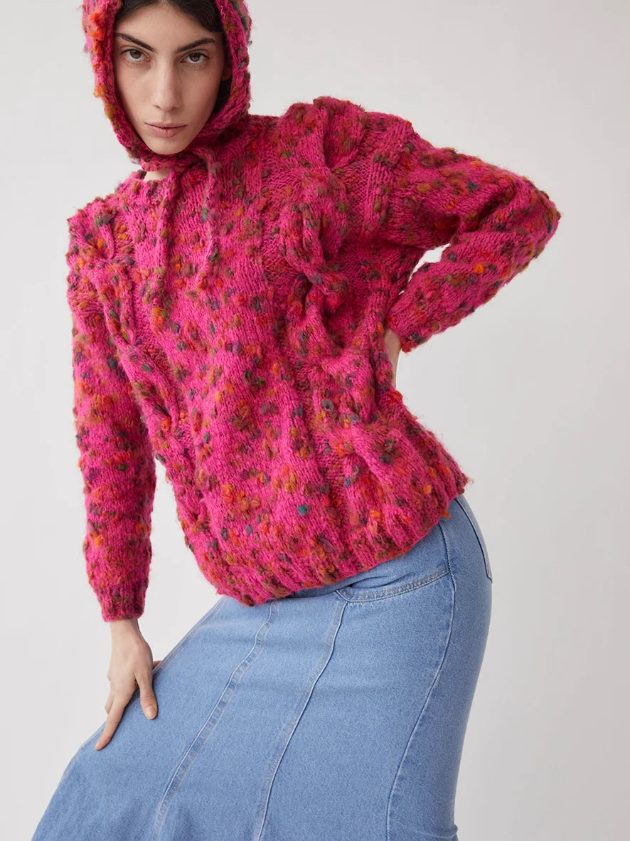APRIL KNITTED WOOL BLEND SWEATER - FUCHSIA