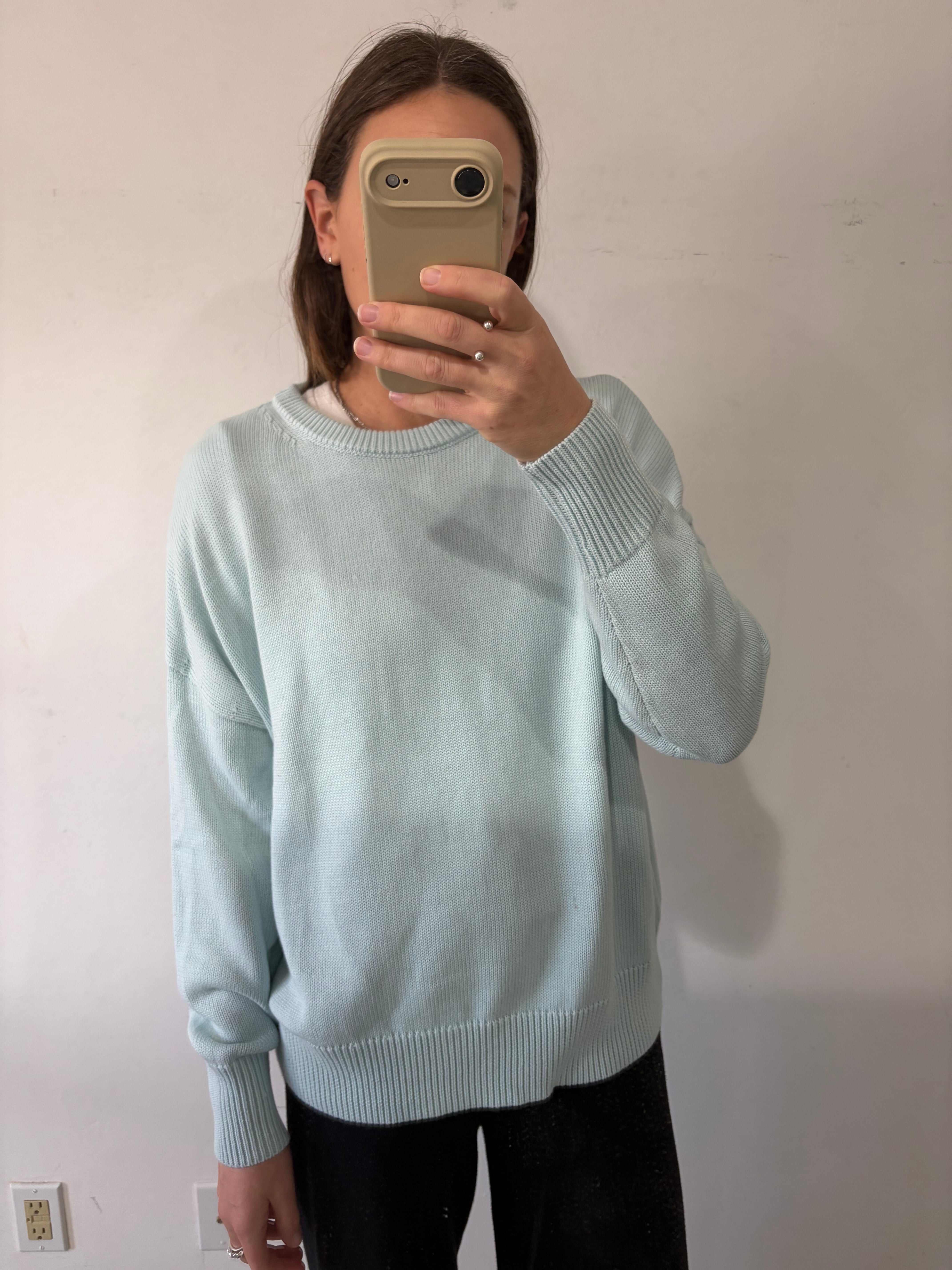 SAMPLE - RELAXED COTTON/WOOL SWEATER - BABY BLUE